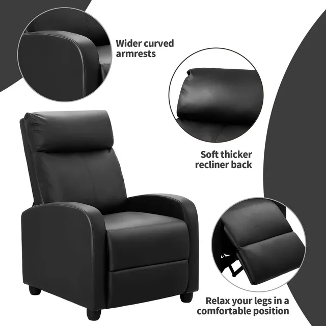 homall-recliner-chair-tv-sessel-kunstleder-schwarz-180-grad image 1