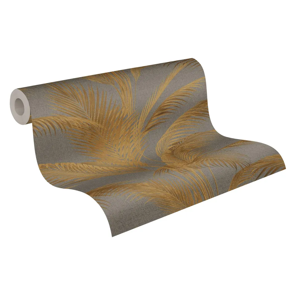 a-s-cr-ation-livingwalls-vliestapete-palmen-grau-gold image 1