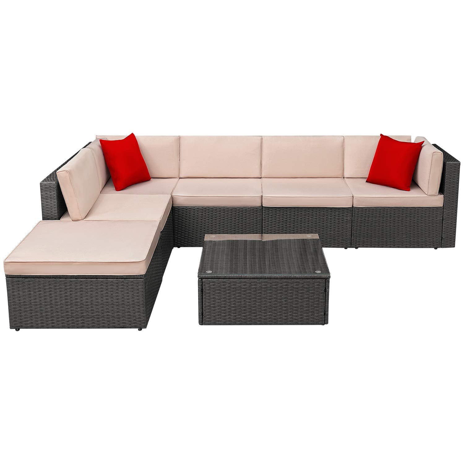 homall-patio-furniture-rattan-lounge-set-7-teilig-beige image 1
