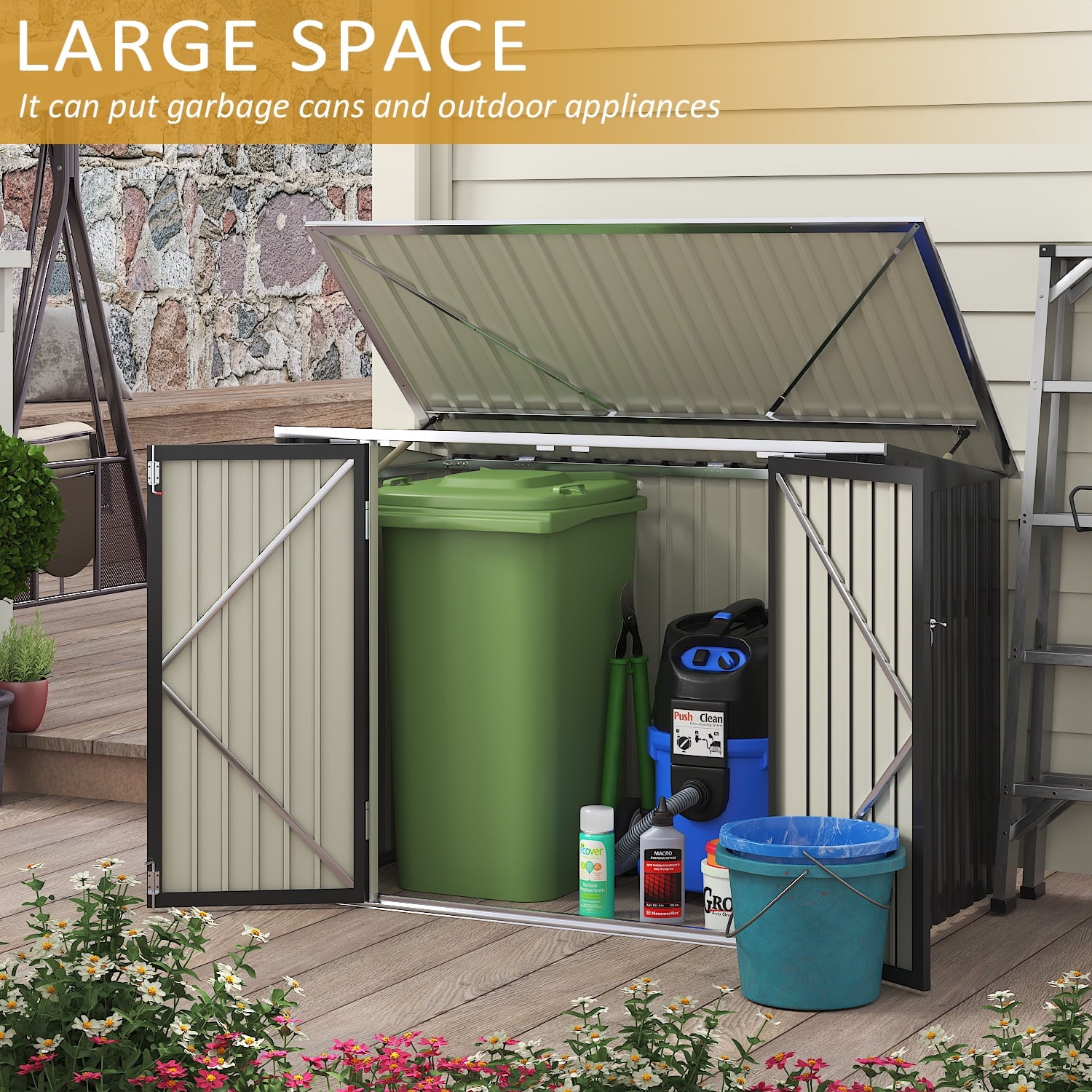 homall-metal-shed-ger-tehaus-metall-schwarz-6x3-abschlie-bar image 1