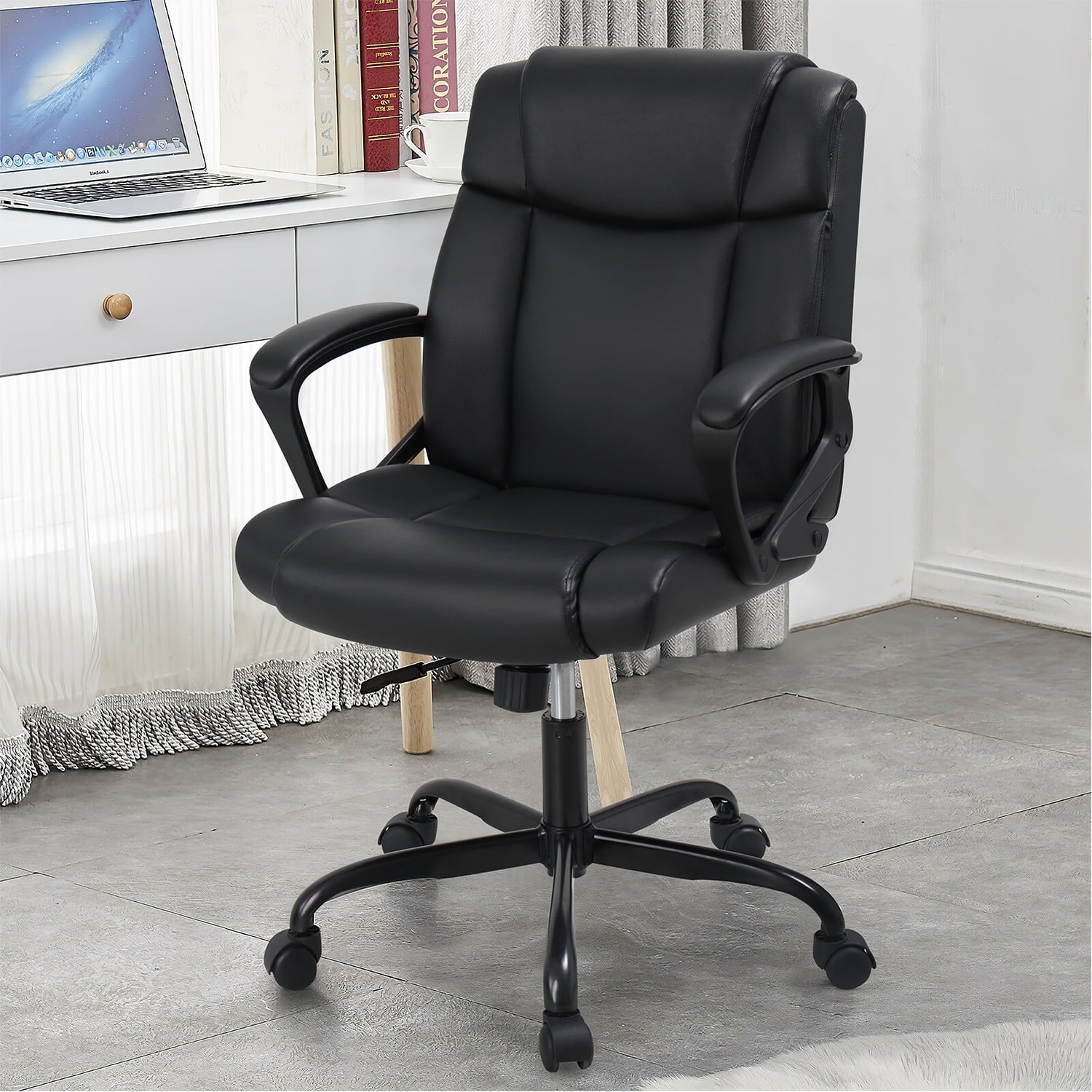 homall-office-leather-chair-b-rostuhl-schwarz-mid-back image 3