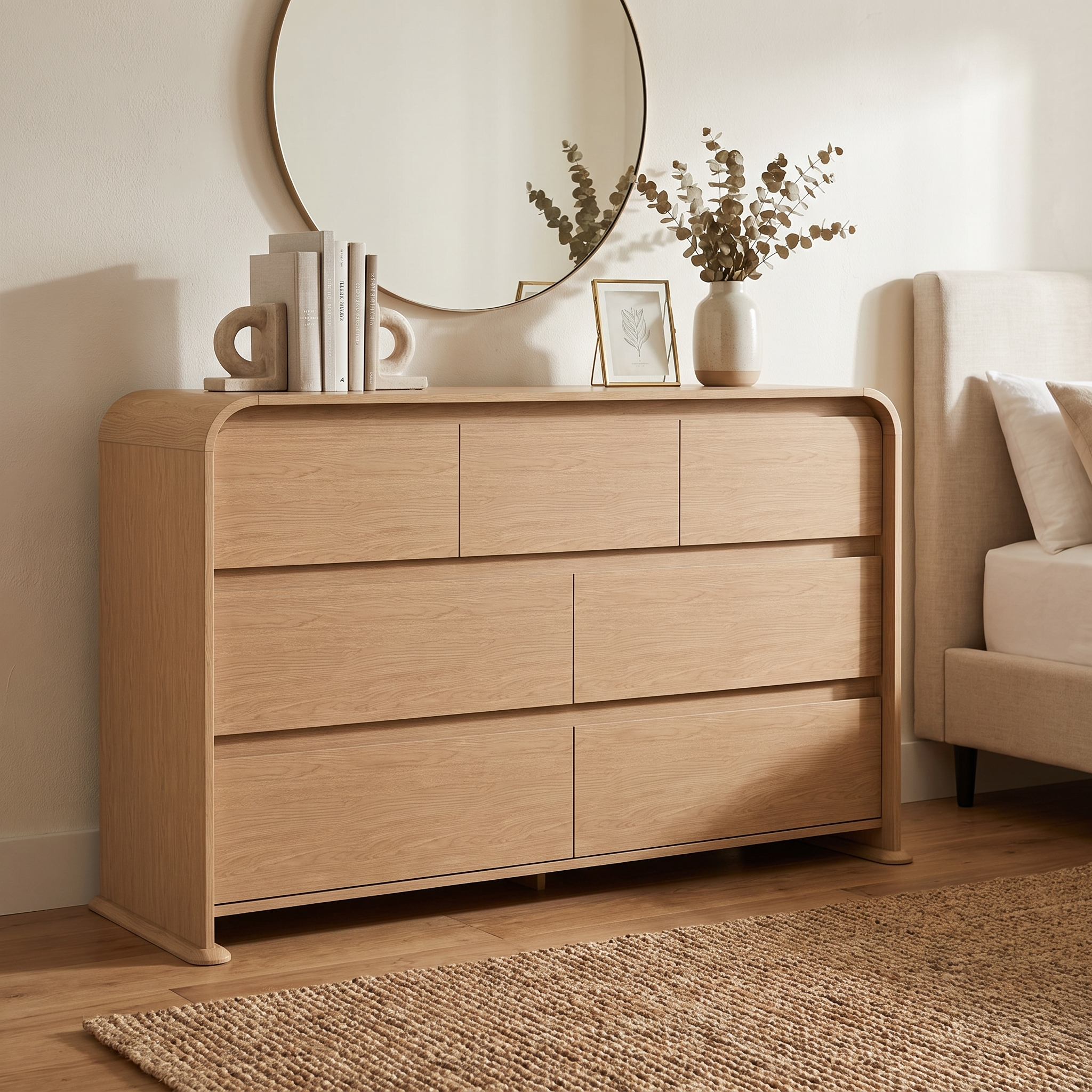 homall-bedroom-kommode-6-schubladen-natur-holz-grifflos image 7