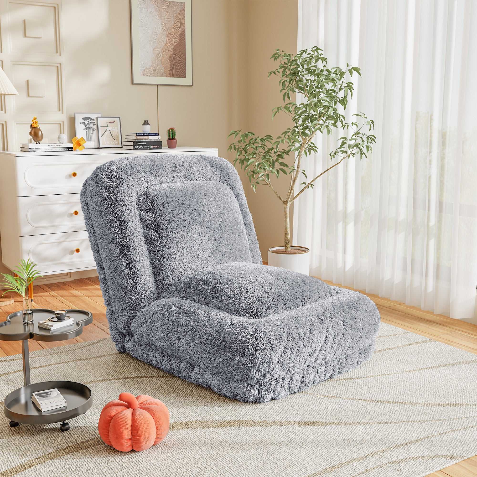 homall-recliner-chair-bodensofa-grau-faltbar-mit-kissen image 5