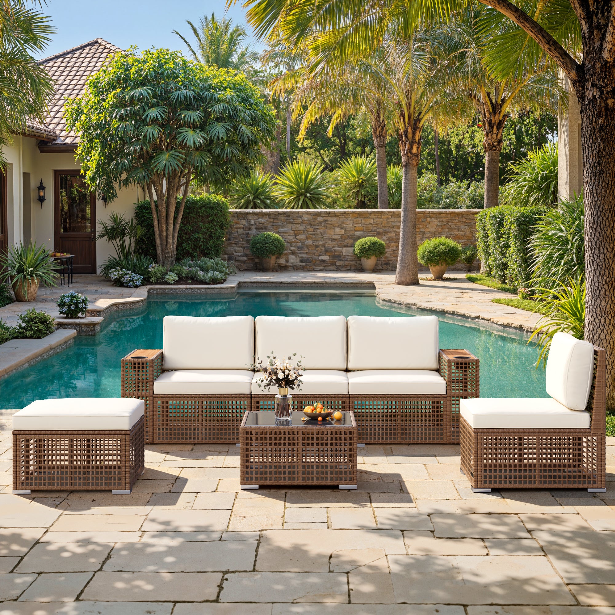 homall-patio-furniture-lounge-sofa-5-sitzer-beige-rattan image 2