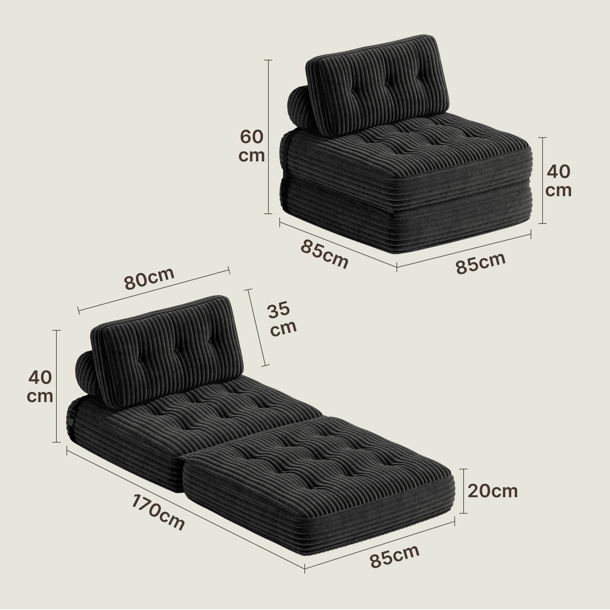 bealife-ar32-sitzsack-faltbar-schwarz-cord-schlafsofa image 3