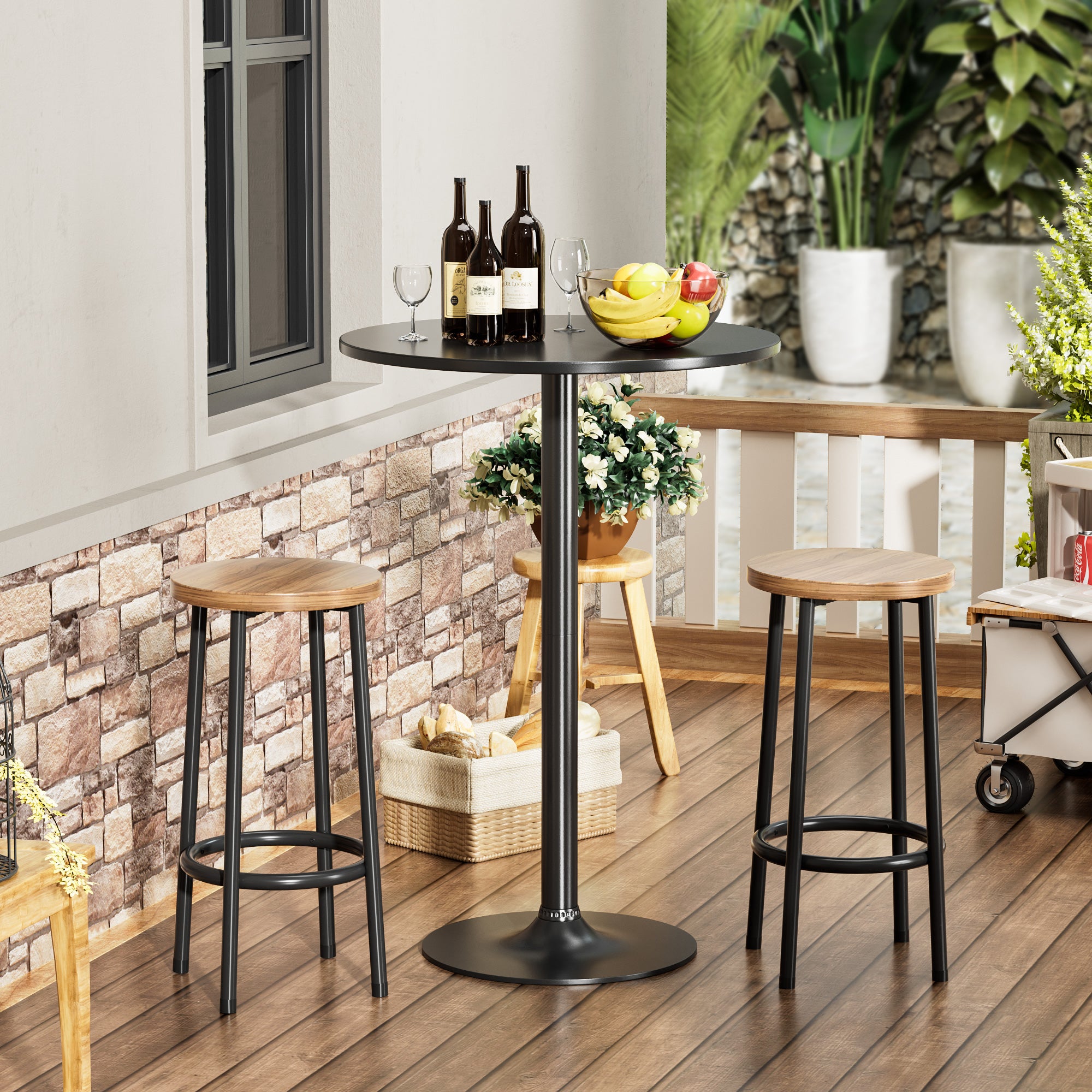 homall-bartisch-rund-schwarz-metall-60cm-stehtisch image 8