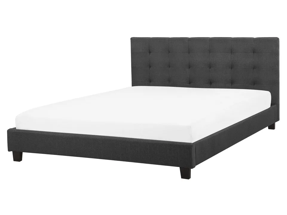 beliani-polsterbett-160x200-dunkelgrau-mit-knopfheftung image 1