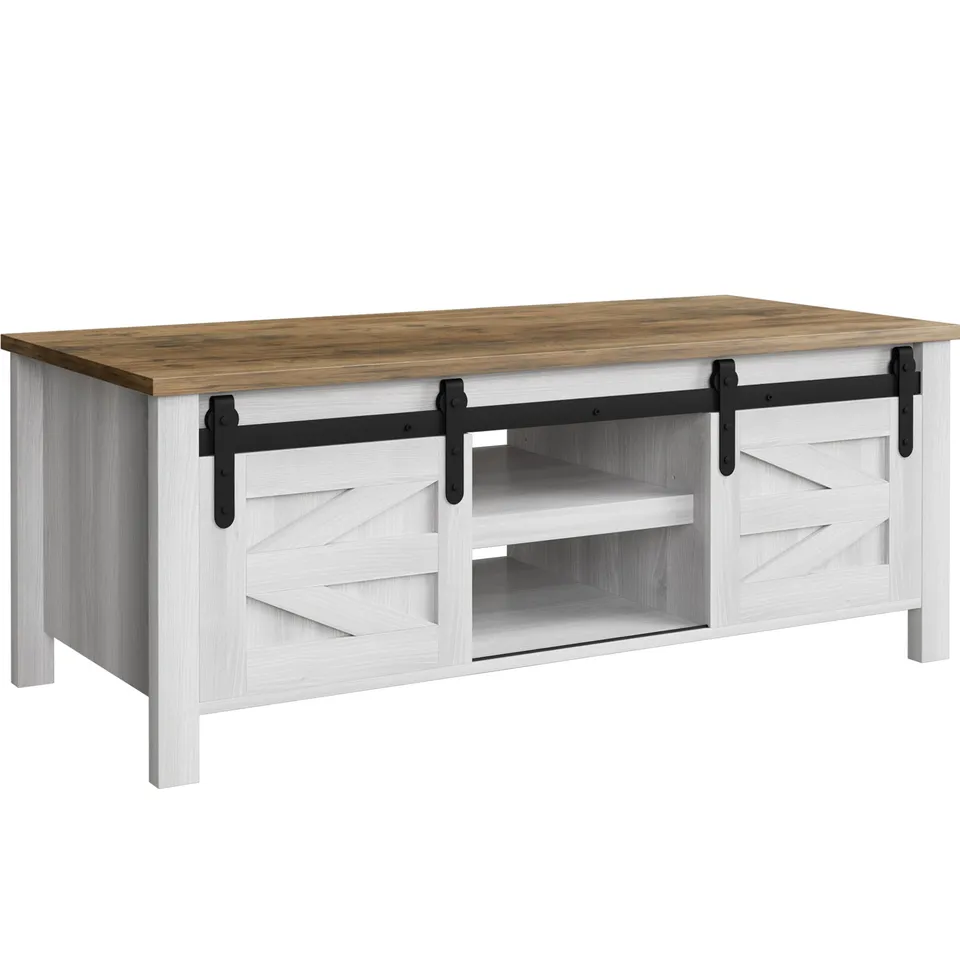 homall-coffee-table-couchtisch-grau-scheunentore-stauraum image 1