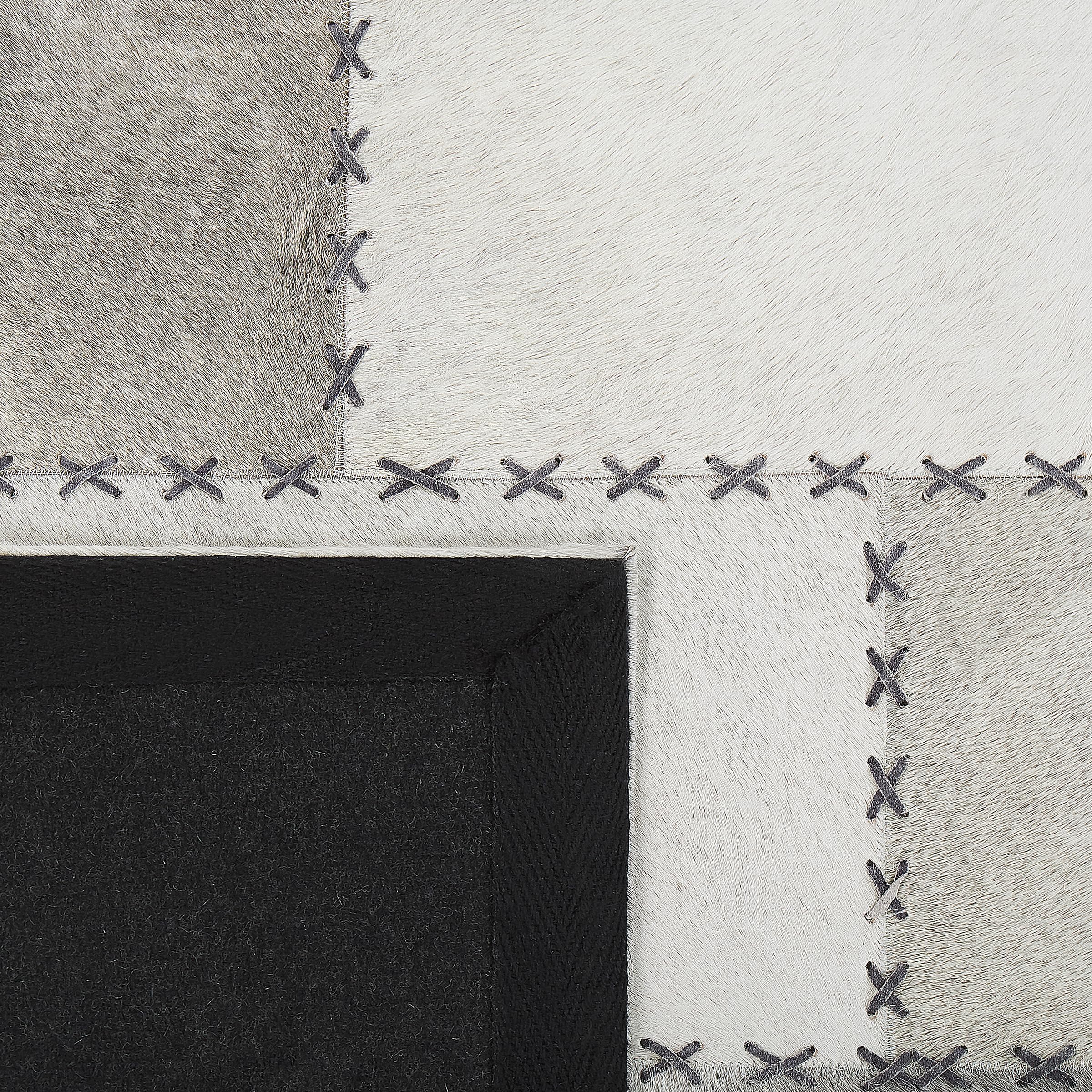 beliani-teppiche-pervari-lederteppich-140x200-taupe-braun-patchwork image 5
