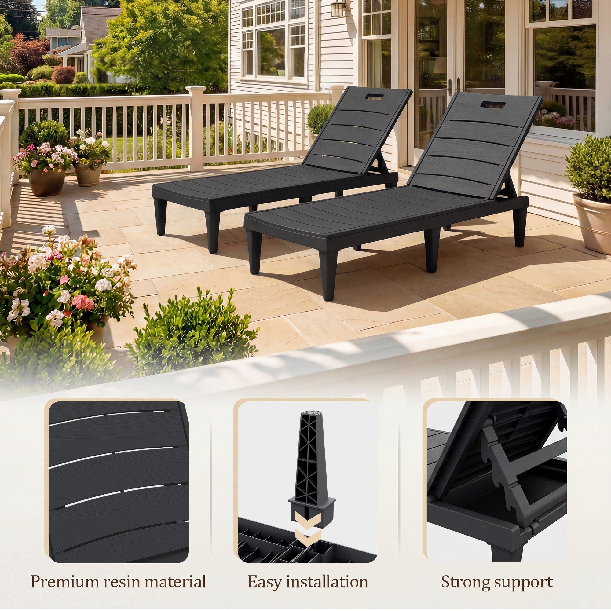 homall-patio-furniture-sonnenliege-schwarz-2er-verstellbar-wetterfest image 2