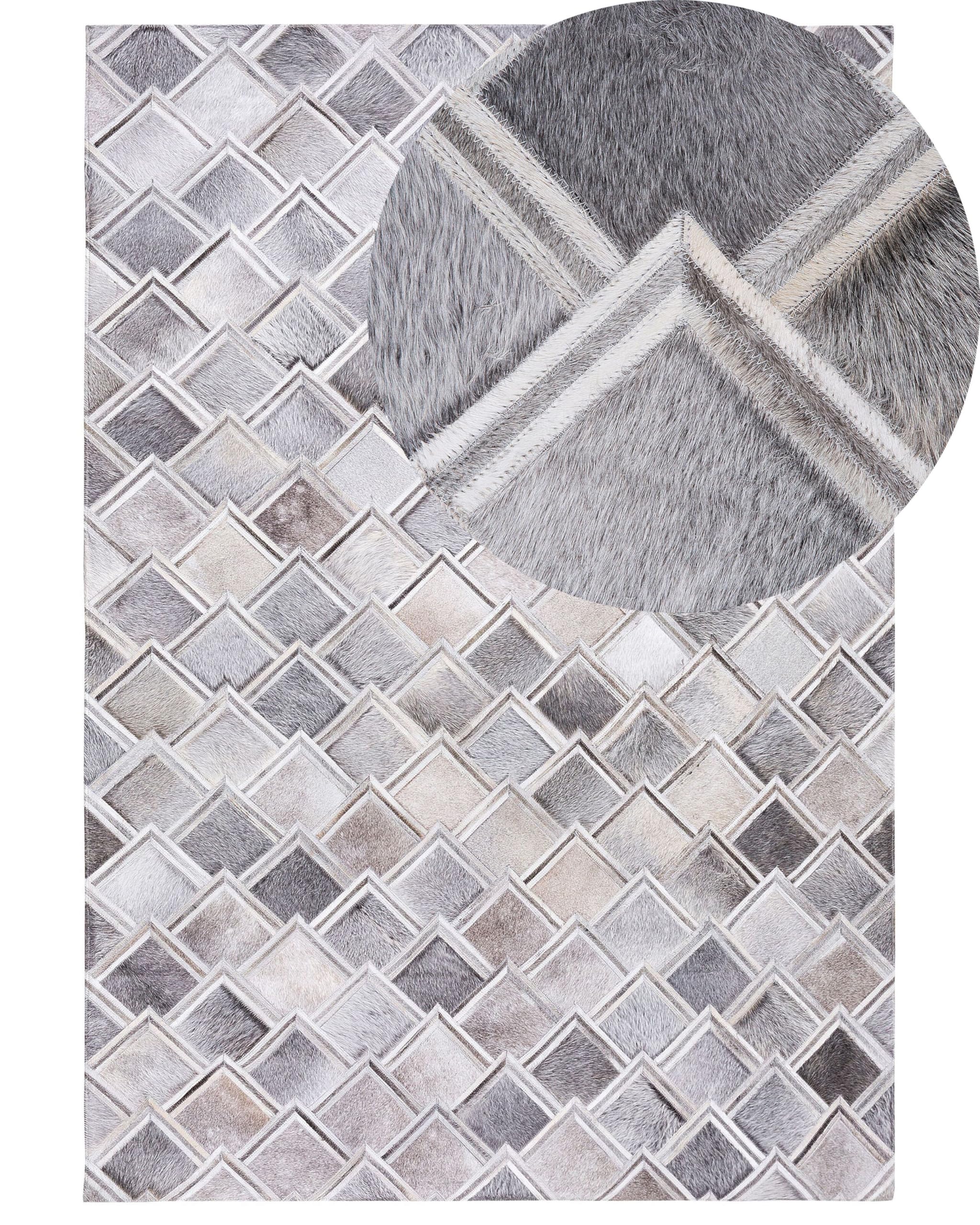 beliani-agacli-lederteppich-140-x-200-cm-grau-geometrisch image 1