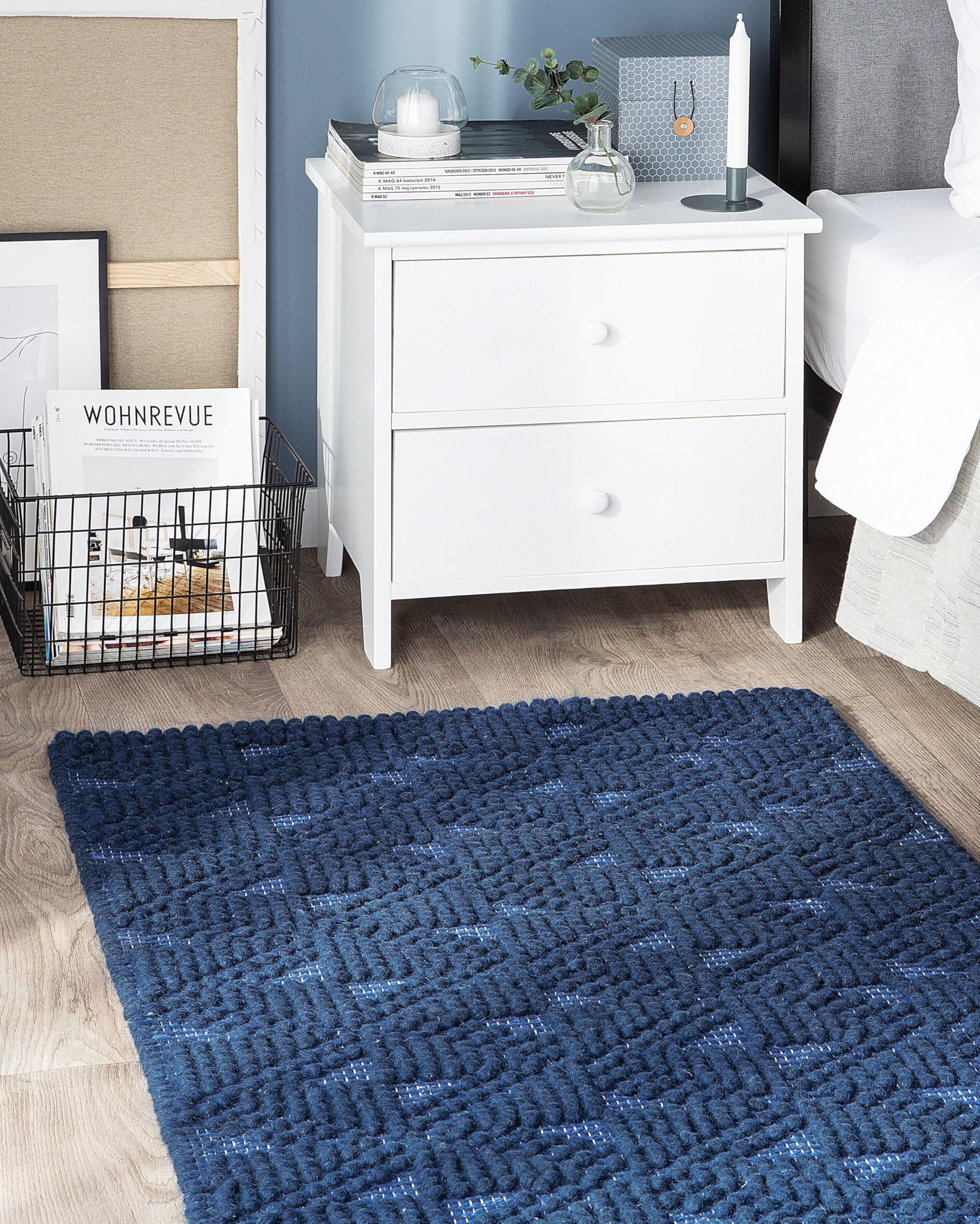 beliani-savran-teppich-80x150-cm-marineblau-wolle-kurzflor image 2