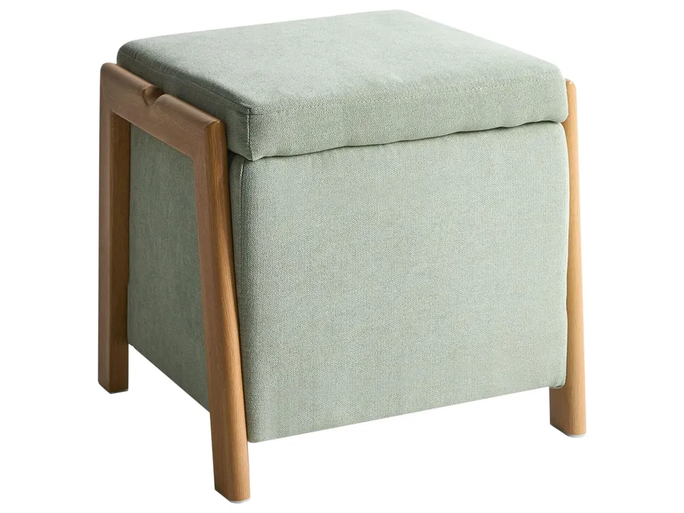beliani-edland-pouf-40x40-stauraum-stoff-hellgr-n image 1