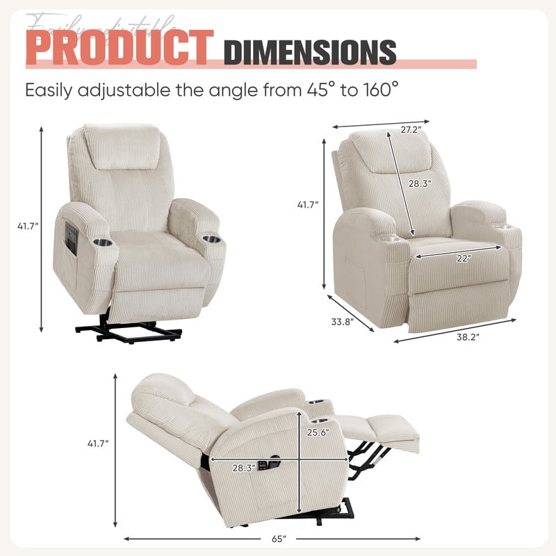 homall-recliner-chair-massagesessel-cord-beige-aufstehhilfe image 7