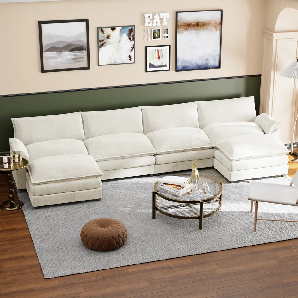 homall-sofa-u-form-ecksofa-4-sitzer-blau-mit-chaiselongue image 1