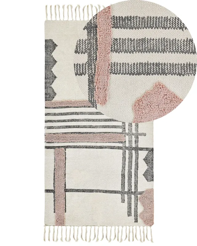 beliani-muradiye-l-ufer-80x150-baumwolle-beige-abstrakt image 1