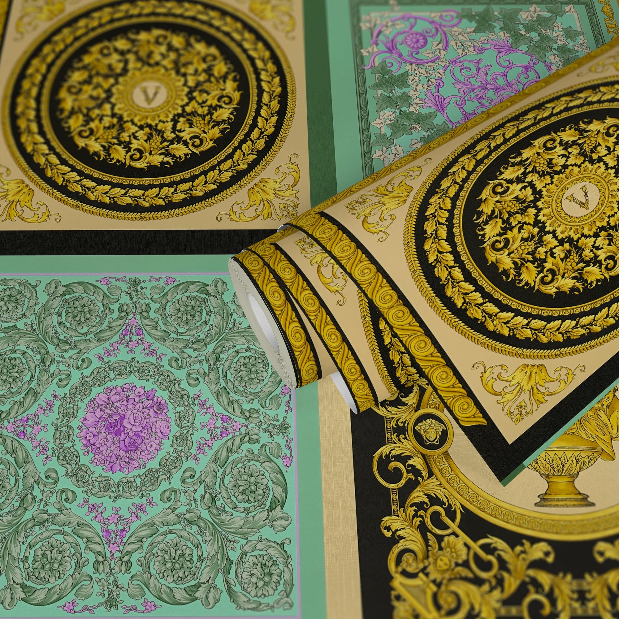 versace-wallpaper-387041-vliestapete-barock-mintgr-n-gold-10-05x0-70m image 2