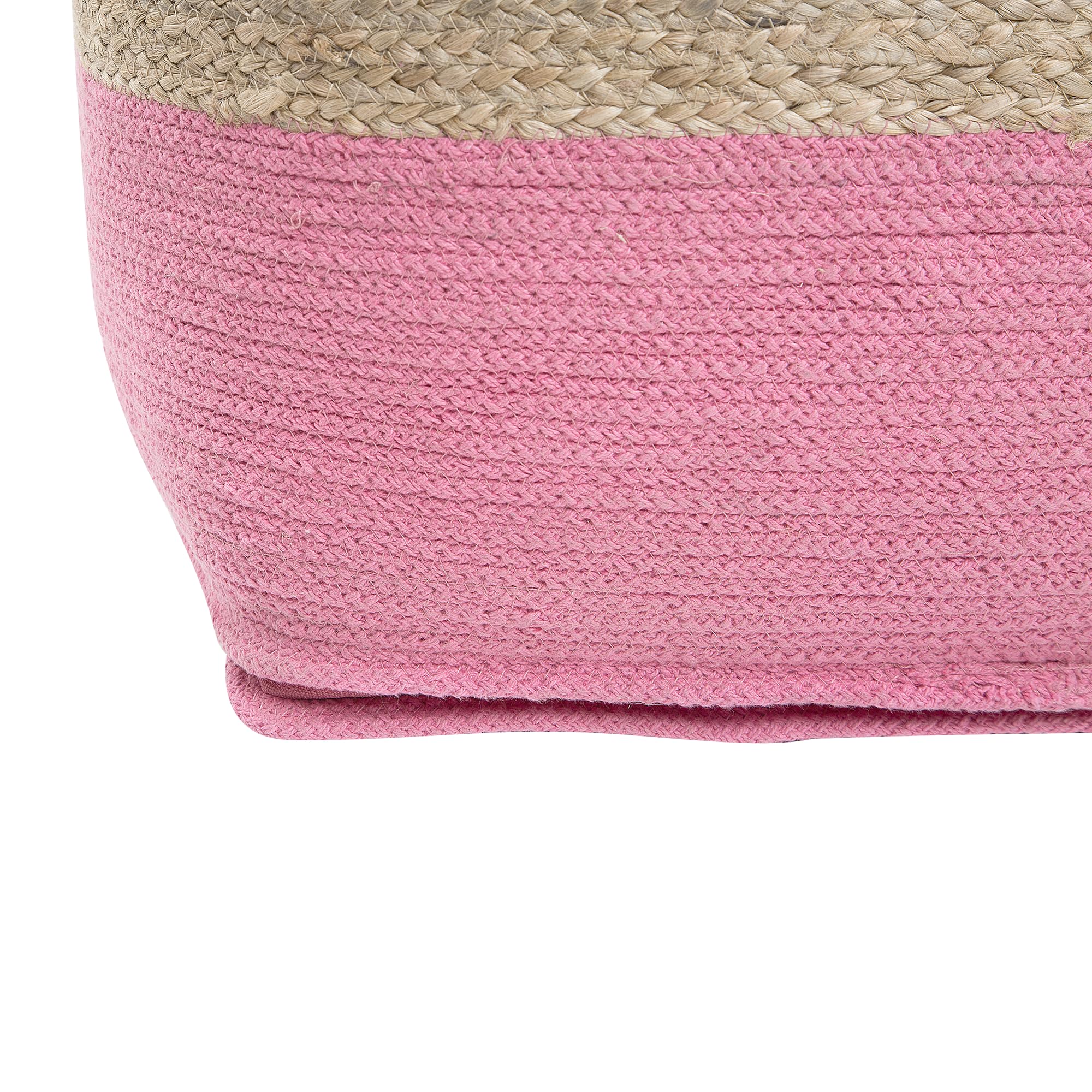 beliani-kirama-pouf-baumwolle-jute-beige-rosa-eckig image 6