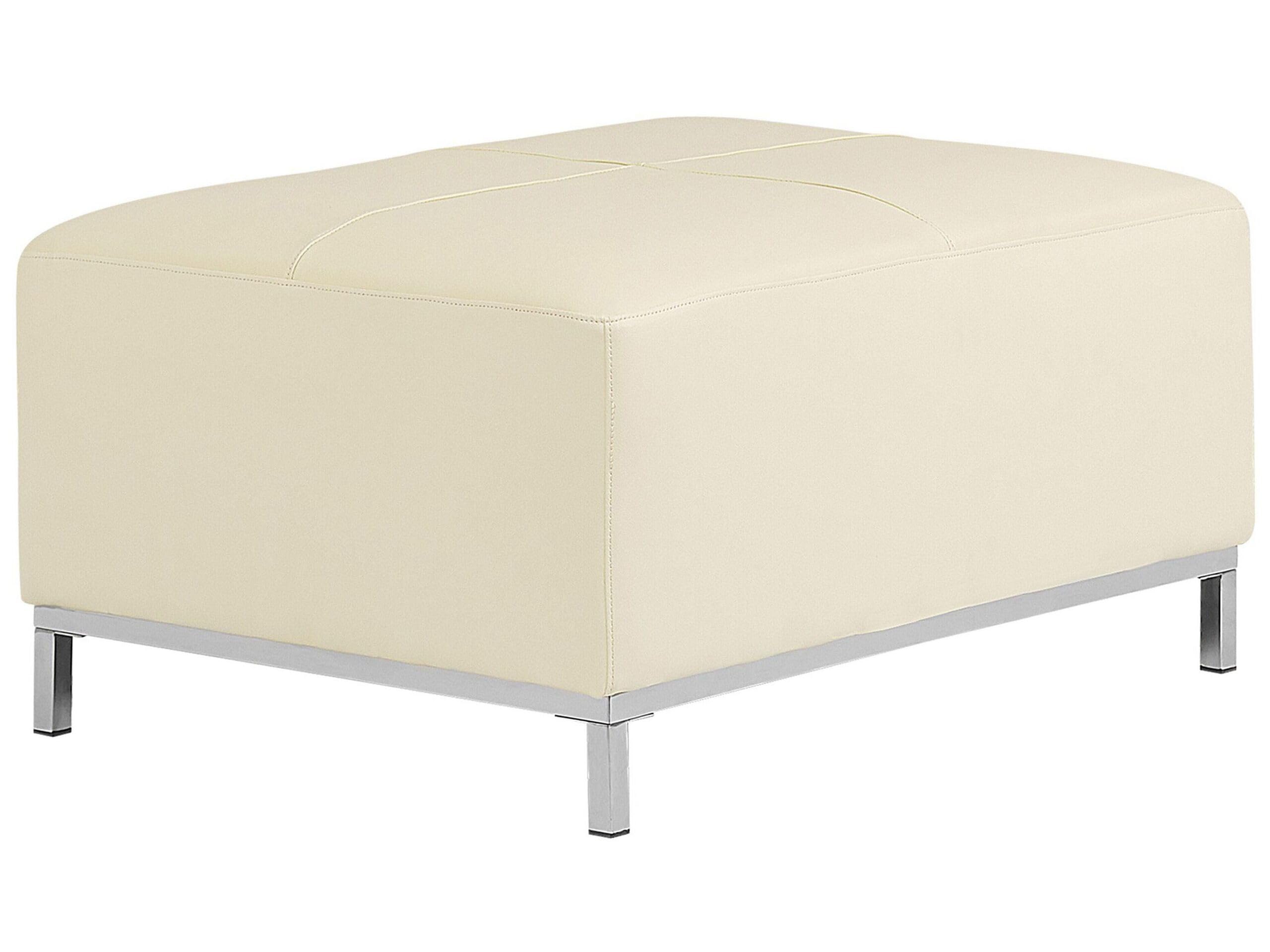 beliani-oslo-ottomane-hellbeige-echtleder-71x95cm-gesteppt image 1