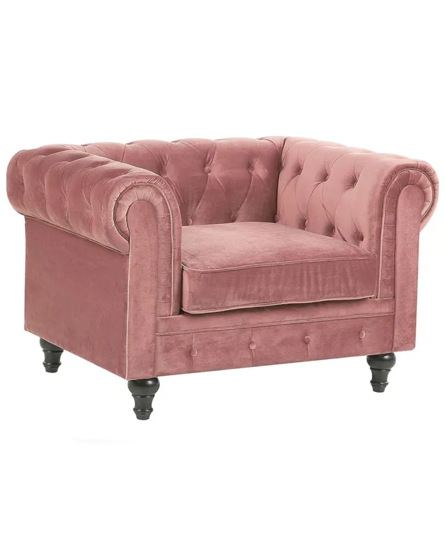 beliani-chesterfield-sessel-samt-rosa-englisch image 1