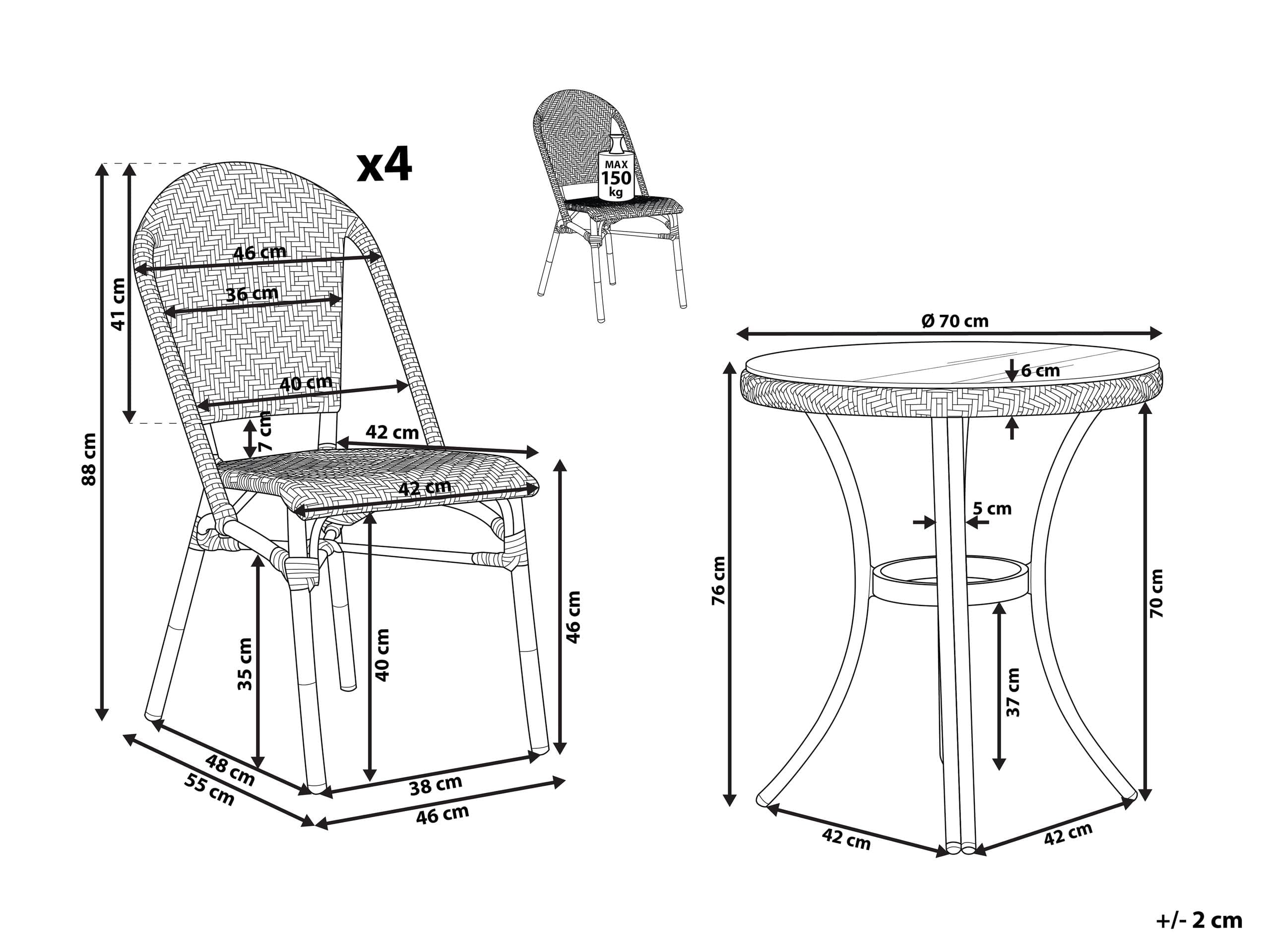 beliani-rifreddo-gartenset-rattan-blau-weiss-4-sitzer image 3
