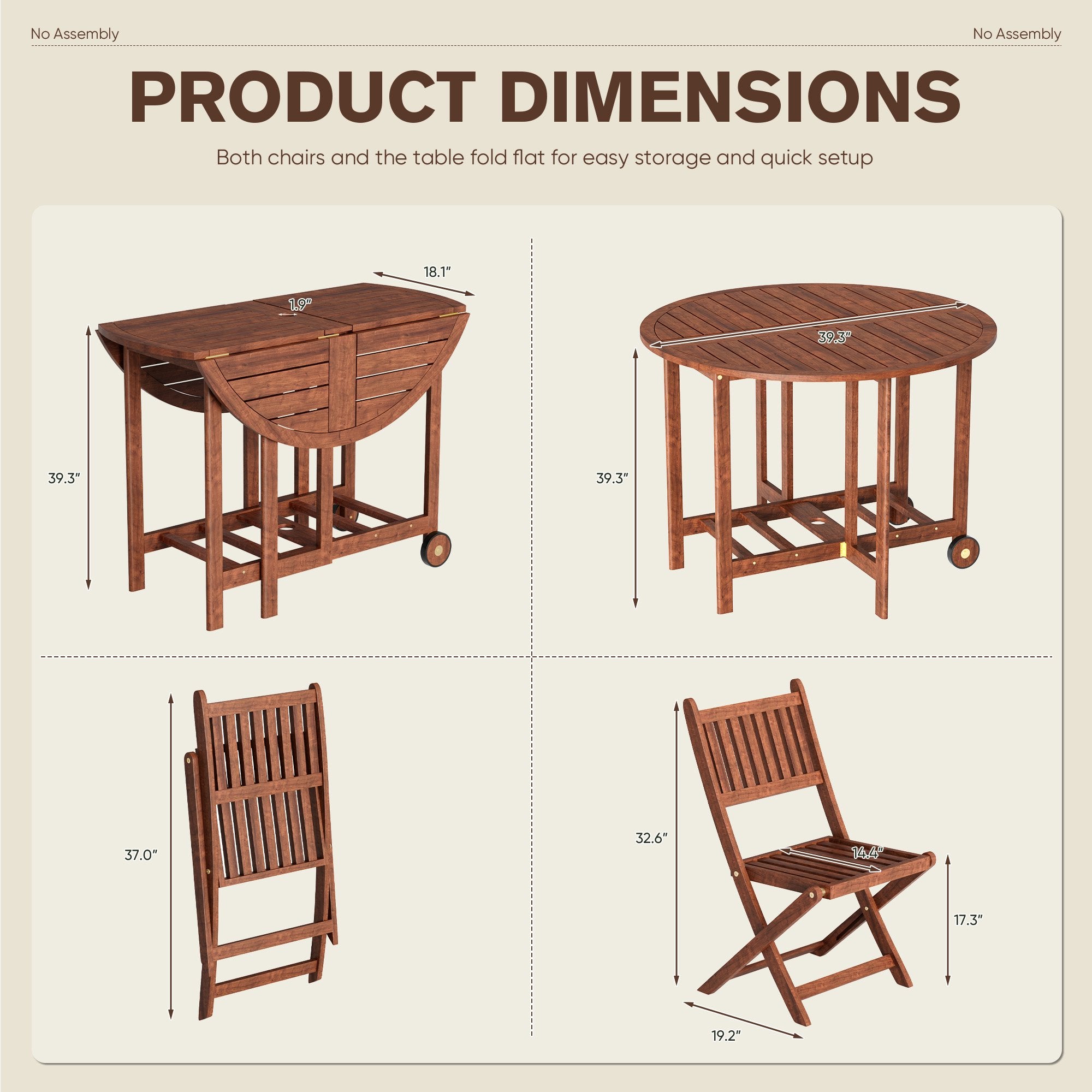 homall-modern-dining-chair-esstisch-set-braun-klappbar image 7