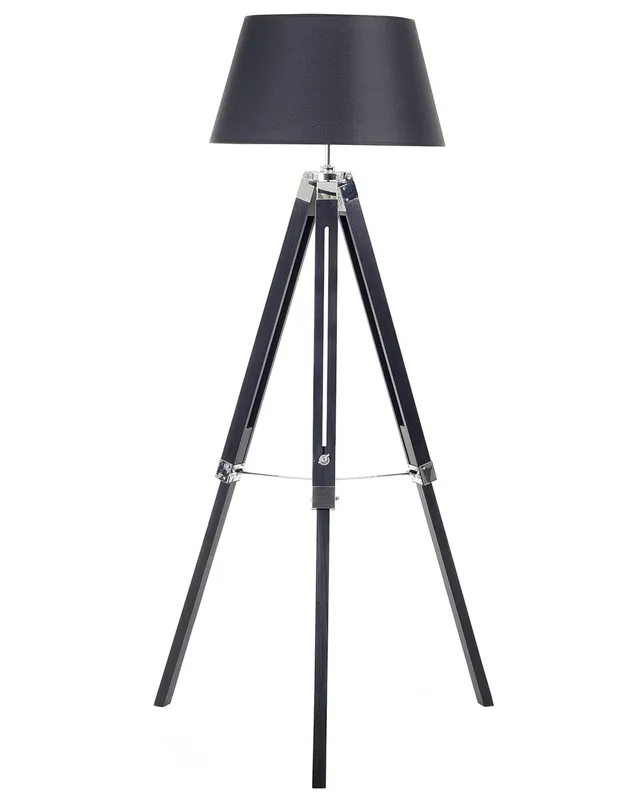 beliani-madeira-stehlampe-schwarz-holz-tripod-143-cm image 1