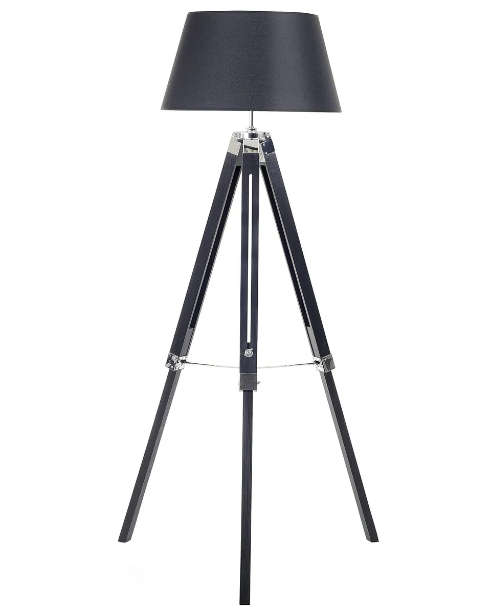 beliani-madeira-stehlampe-schwarz-holz-tripod-143-cm image 1