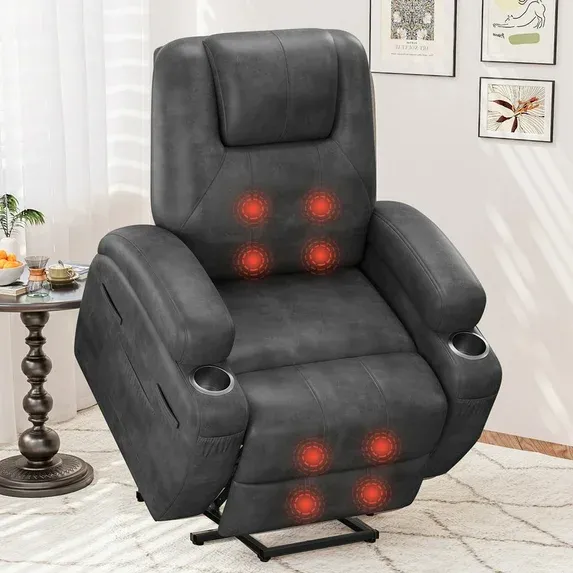 homall-recliner-chair-fernsehsessel-grau-massage-aufstehhilfe image 1