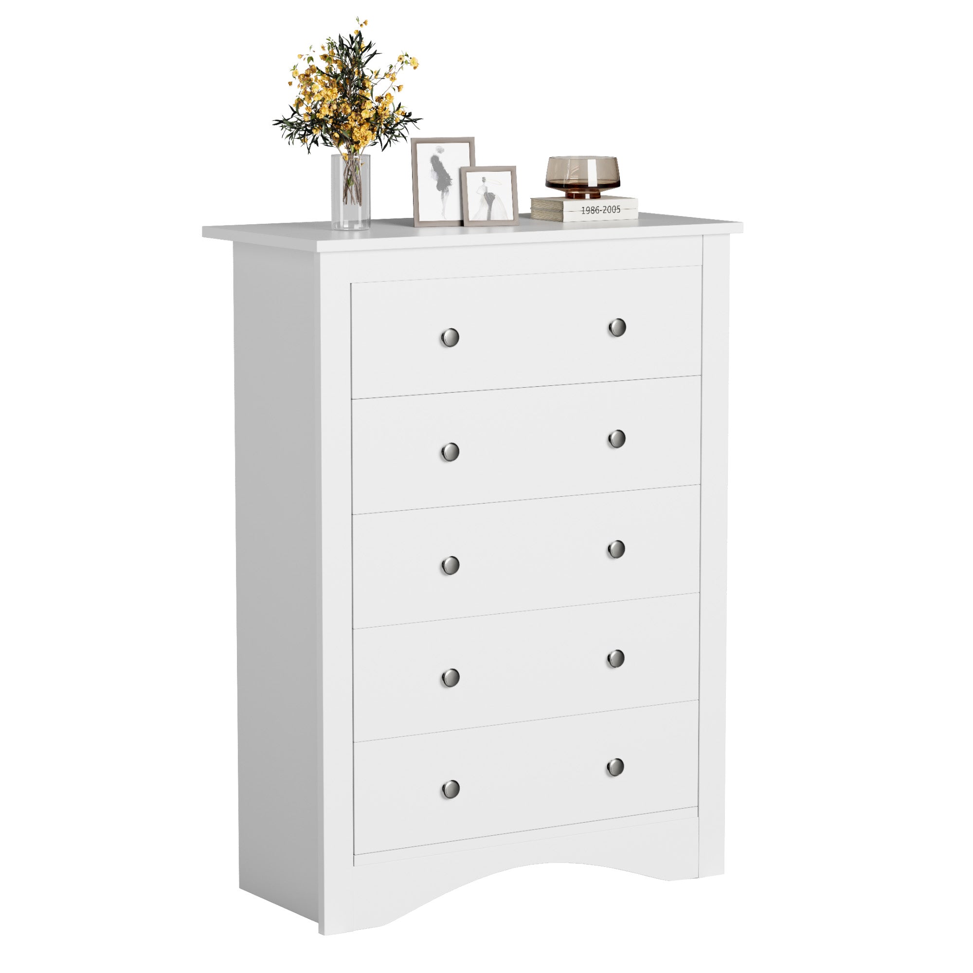 homall-bedroom-kommode-5-schubladen-wei-mit-kippschutz image 4