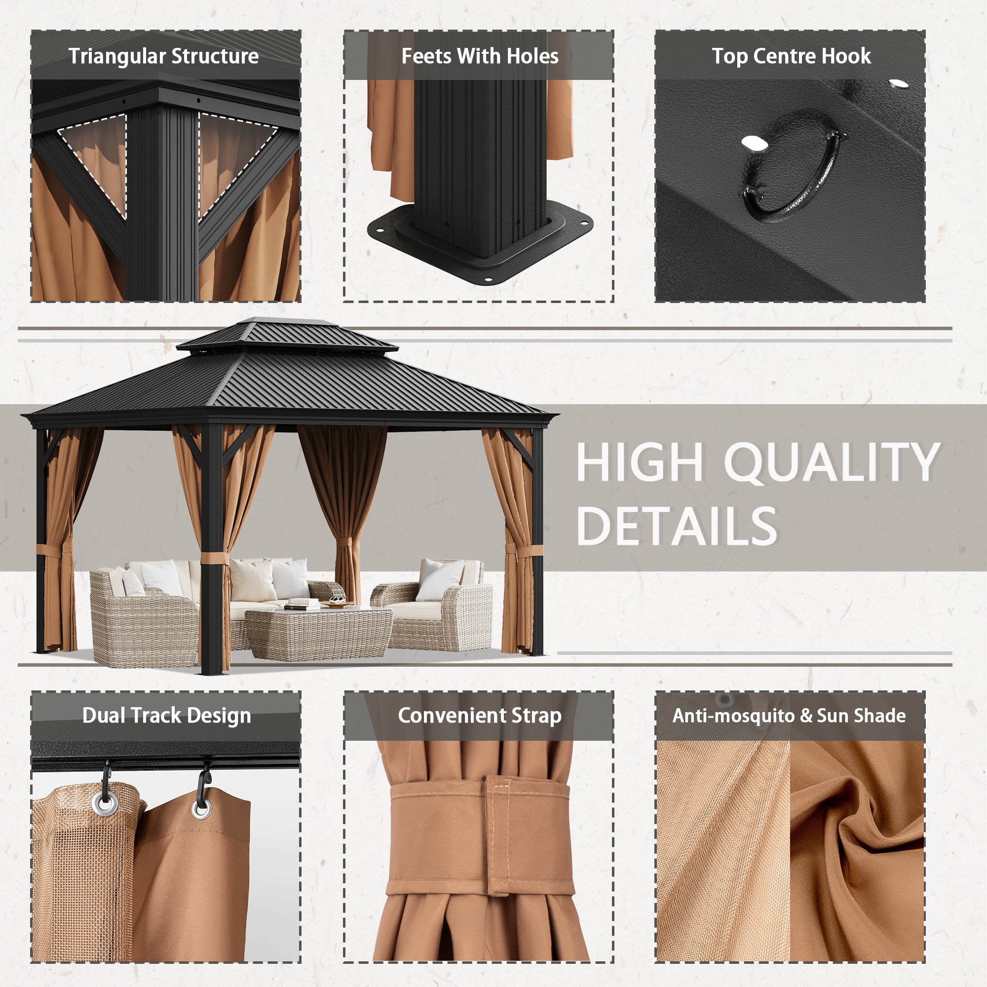 homall-patio-pavillon-3x3-6m-stahldach-mit-vorhang-netz image 8