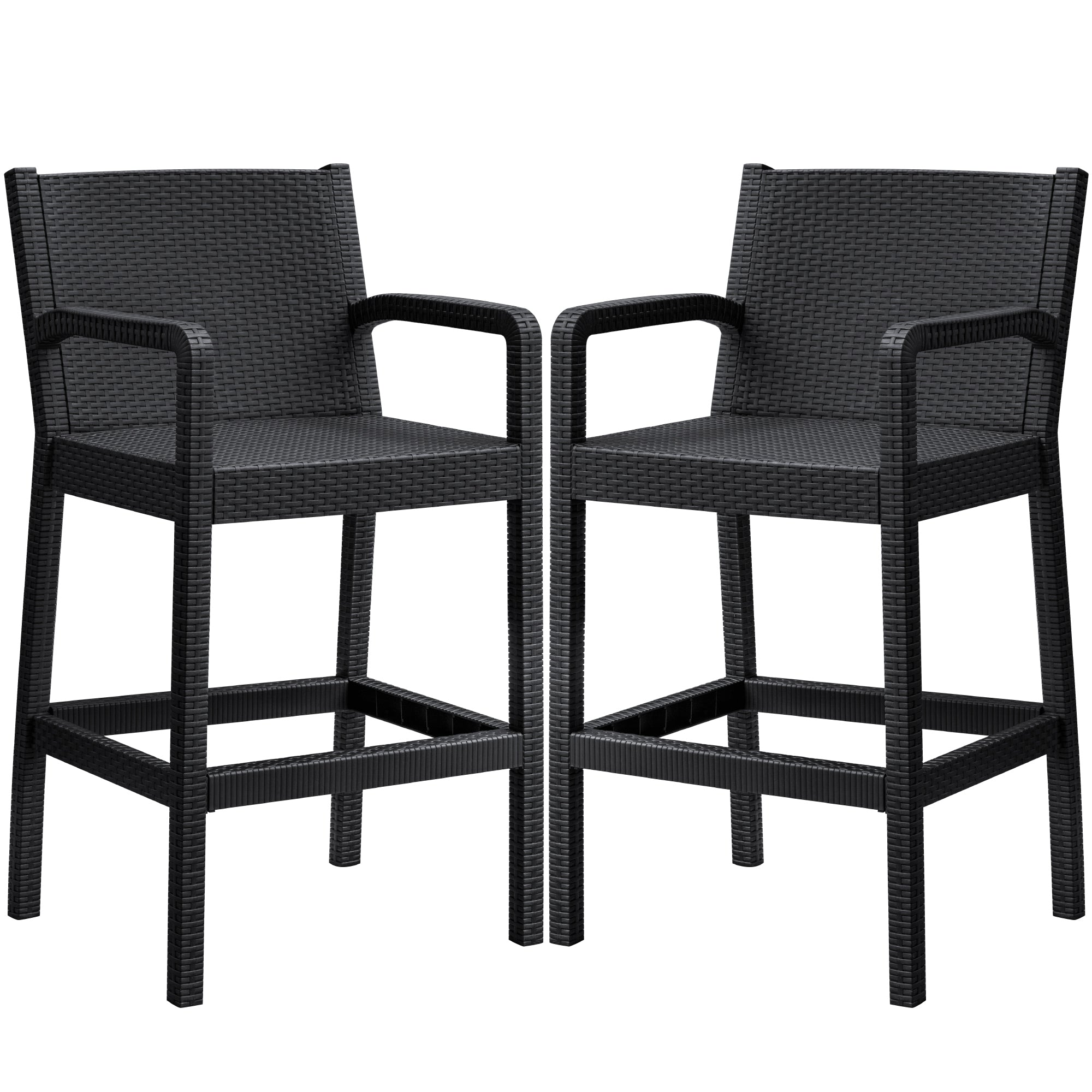 homall-bar-stool-outdoor-barhocker-2er-set-schwarz-rattan image 4