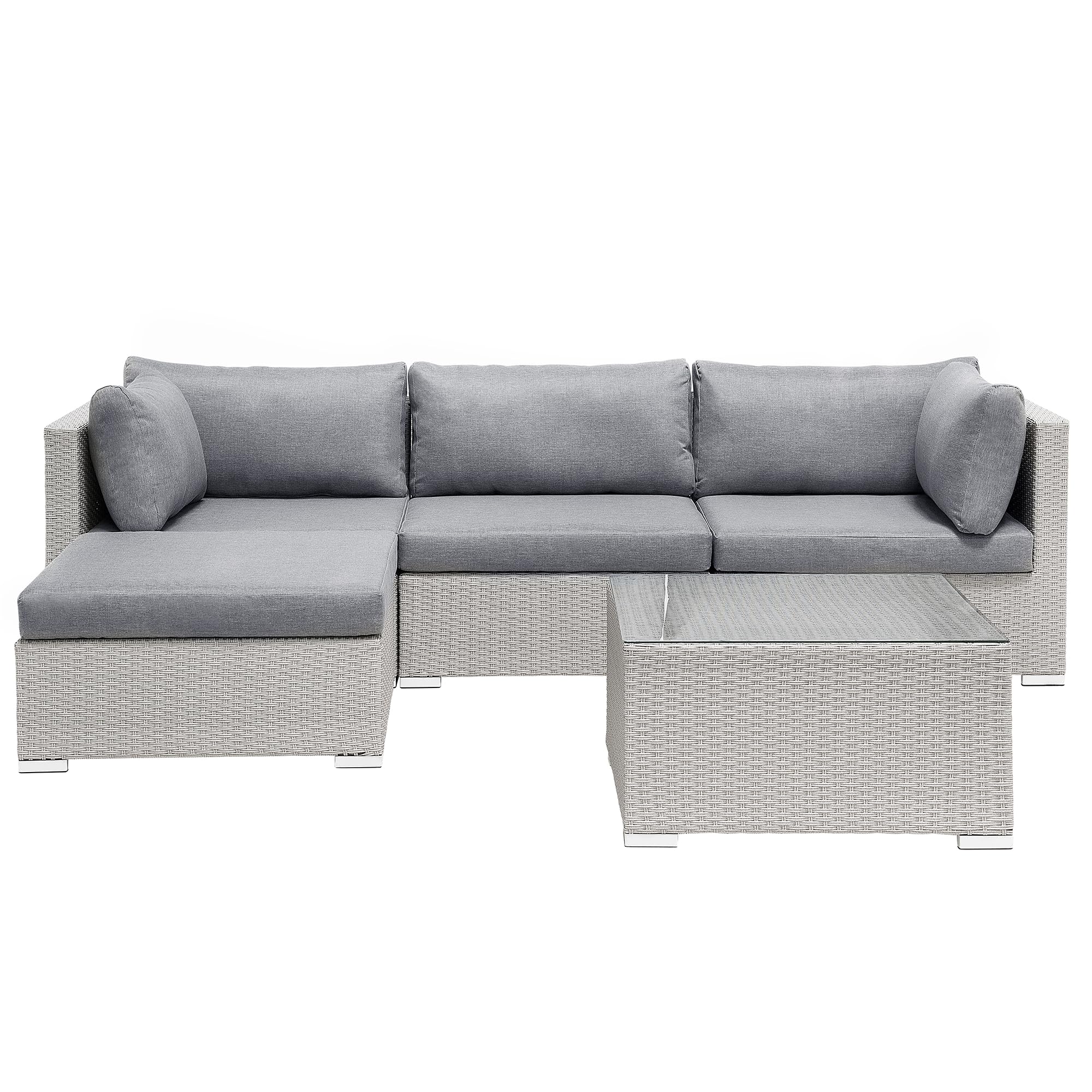 beliani-sano-ii-loungeset-rattan-hellgrau-links-4-personen image 4