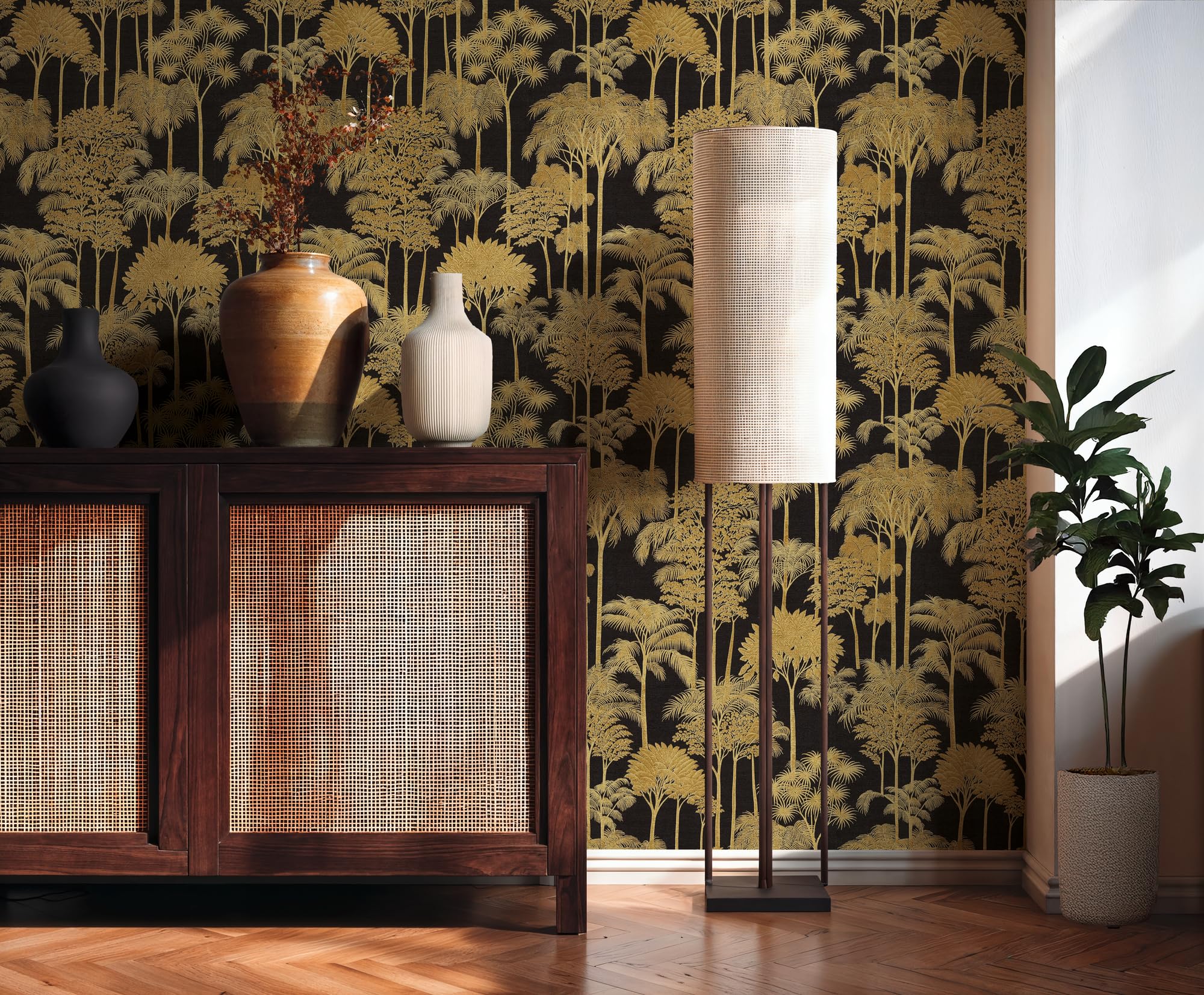 a-s-cr-ation-tapeten-cuba-vliestapete-palmen-schwarz-gold-64cm image 3