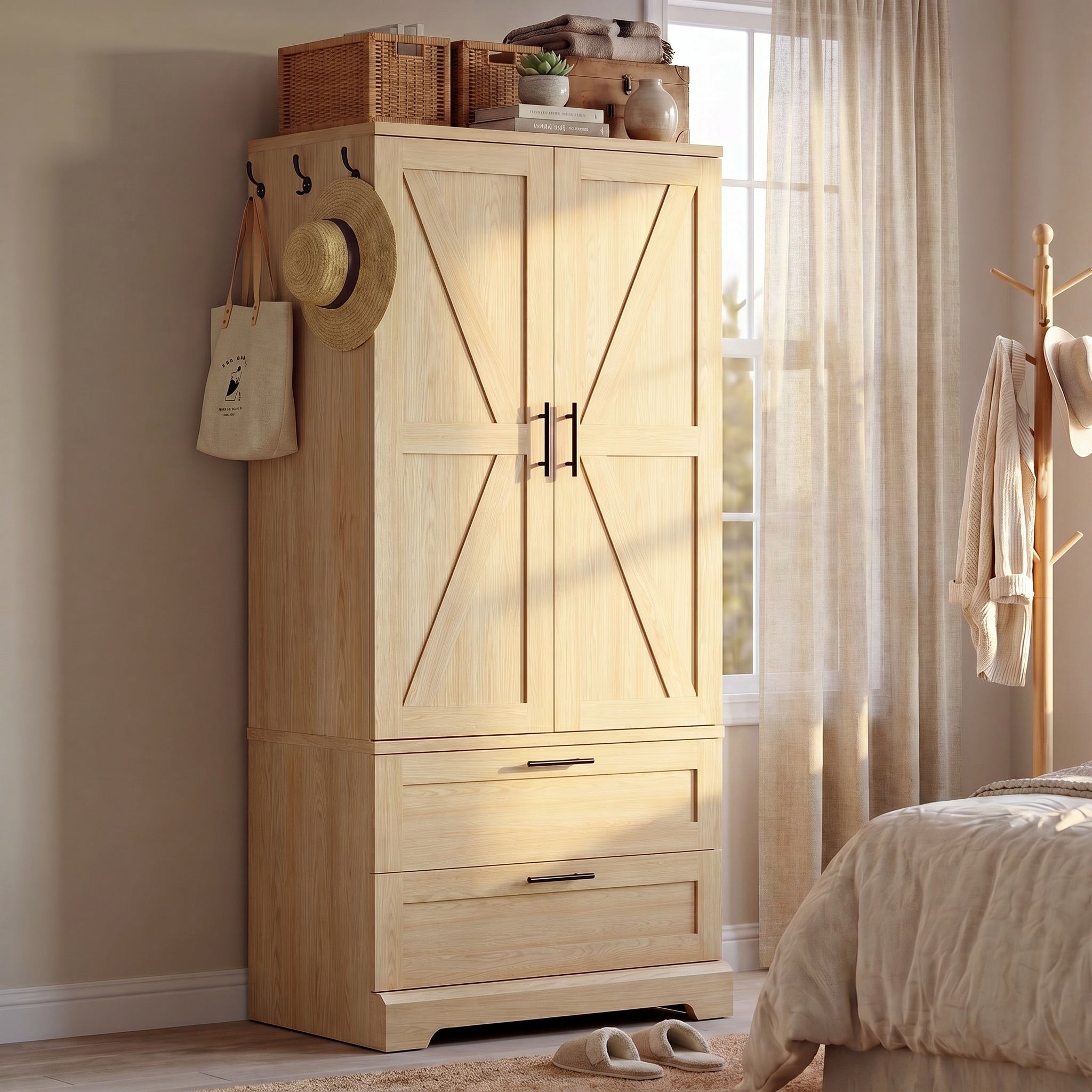 homall-bedroom-kleiderschrank-schubladen-beige-sensorlicht image 1