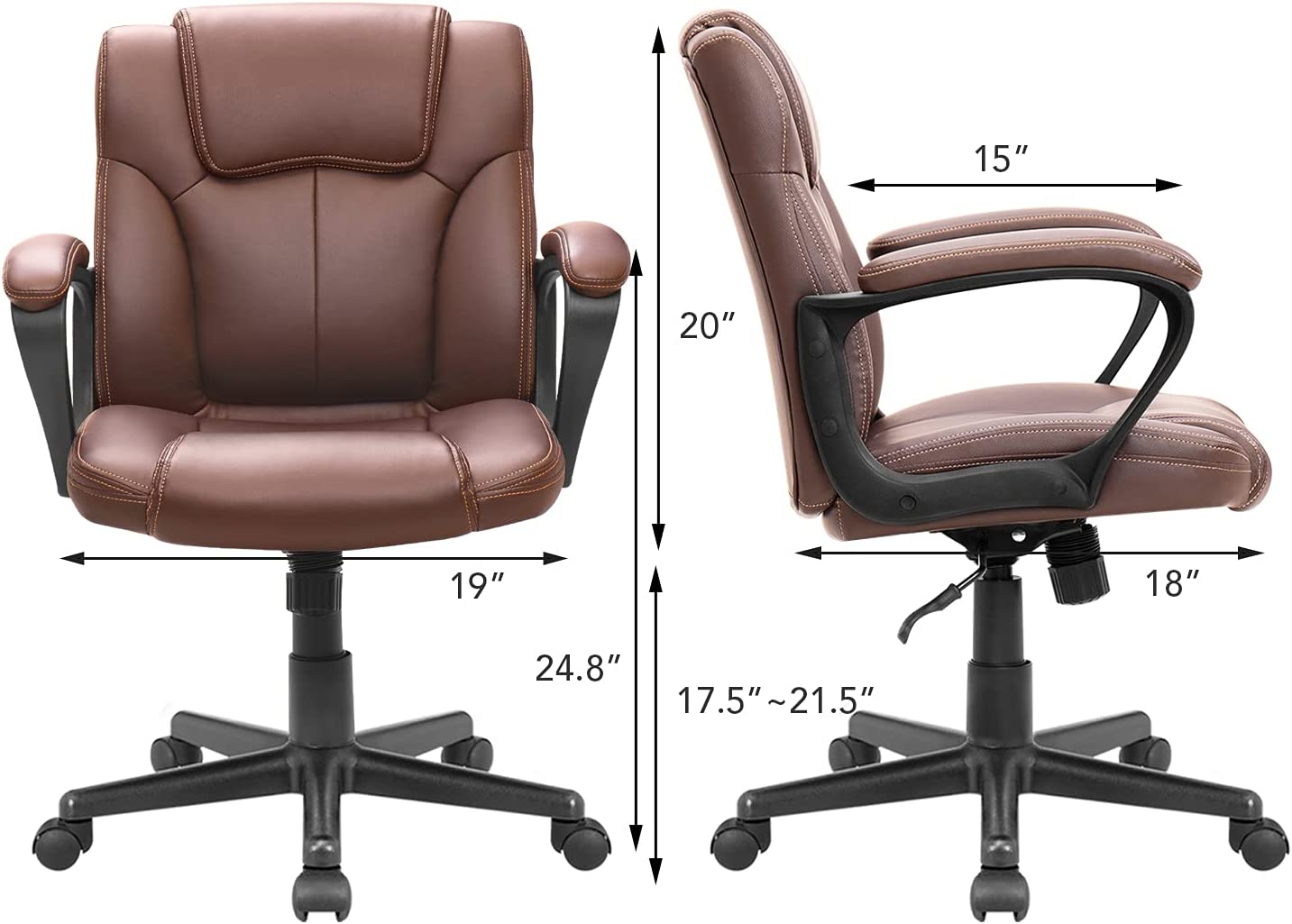 homall-office-chefsessel-b-rostuhl-braun-kunstleder-mittelhoch image 5