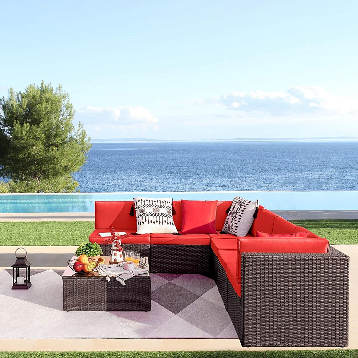 homall-patio-furniture-lounge-set-beige-7-teilig-rattan image 3