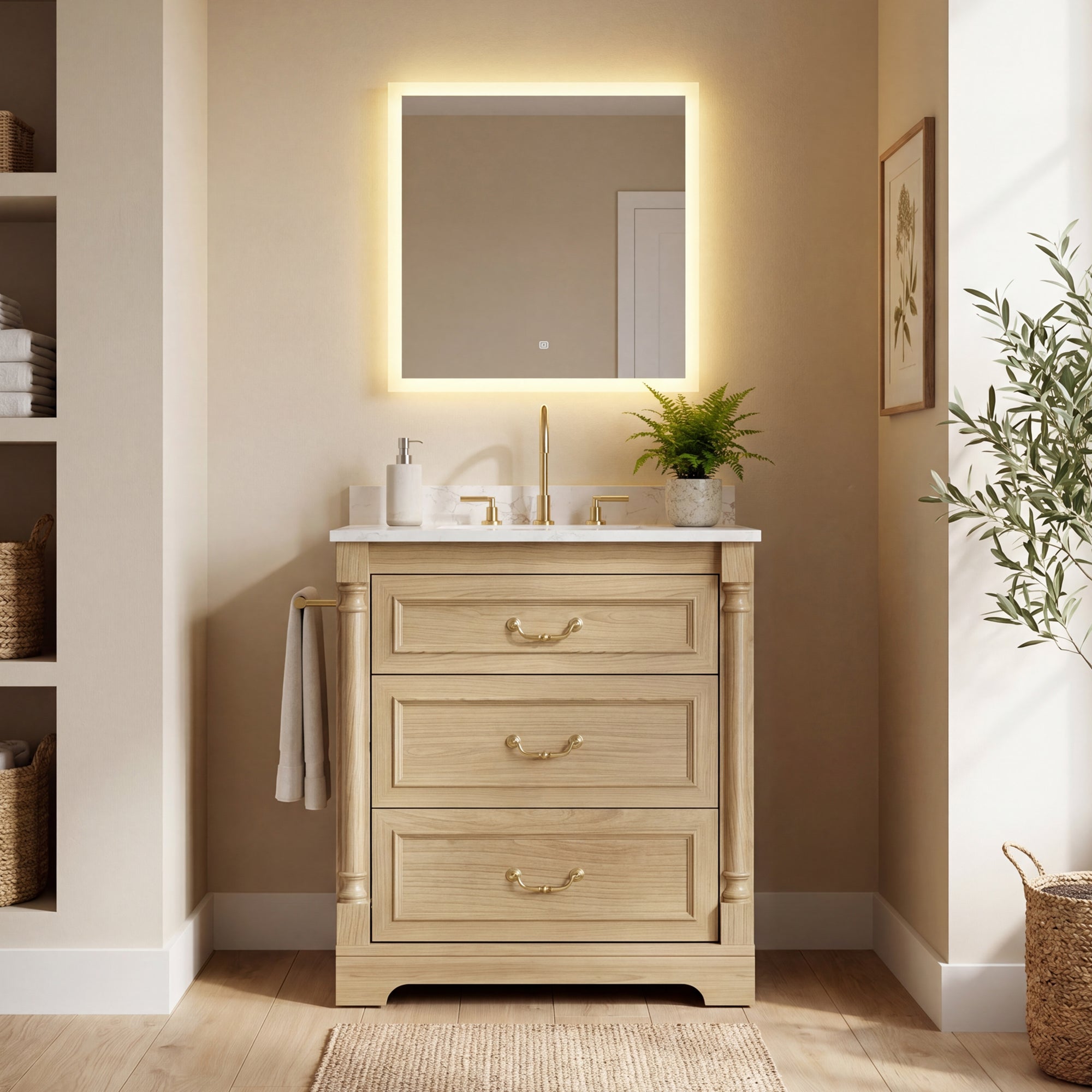 homall-bedroom-waschtisch-75cm-wei-keramik-3-schubladen image 1