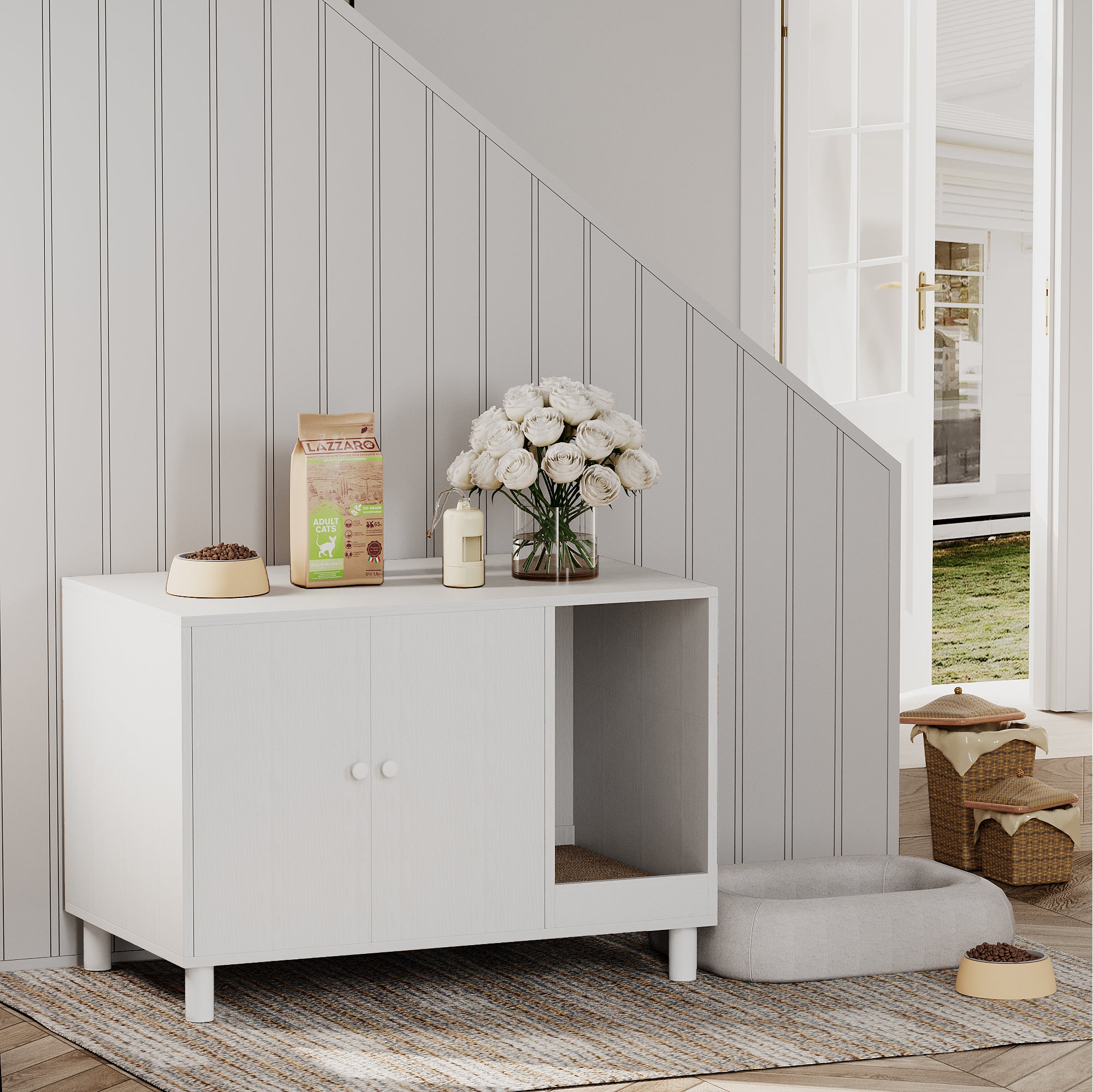 homall-shelf-katzenschrank-katzenklo-m-bel-wei-mit-matte image 3