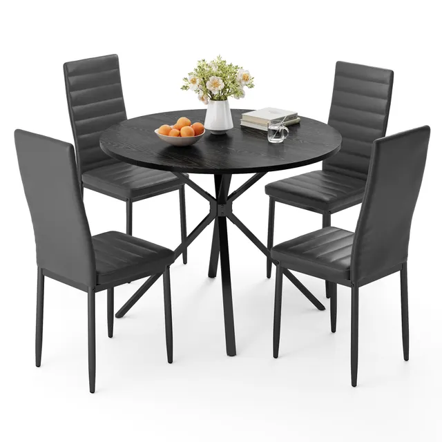 bealife-tb64-essgruppe-rund-schwarz-100-cm-5-tlg-4-st-hle image 1