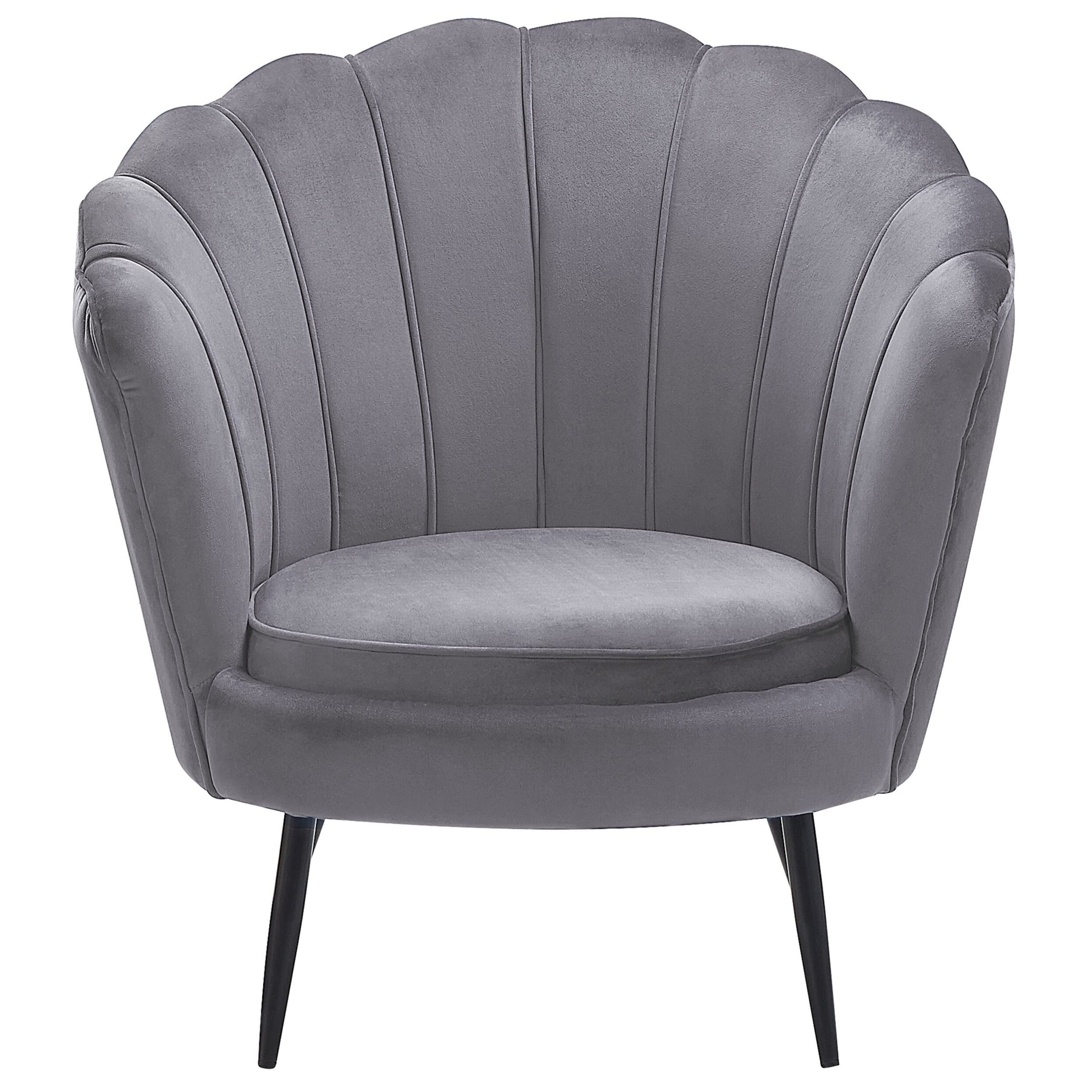 beliani-lovikka-retro-sessel-samt-grau-mit-metallbeinen image 4