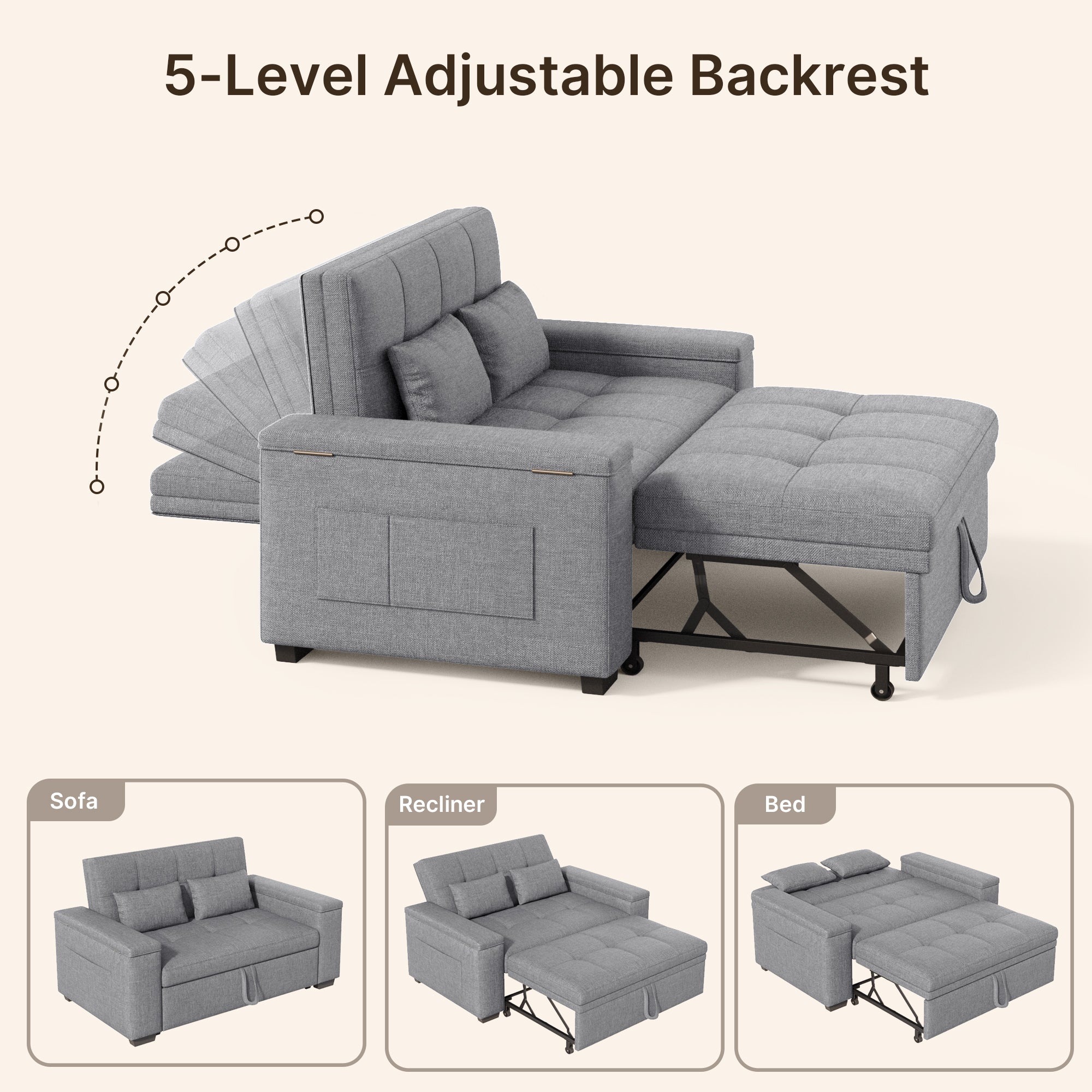 bealife-ar27-schlafsofa-3-in-1-grau-157-cm-mit-liegefunktion image 4