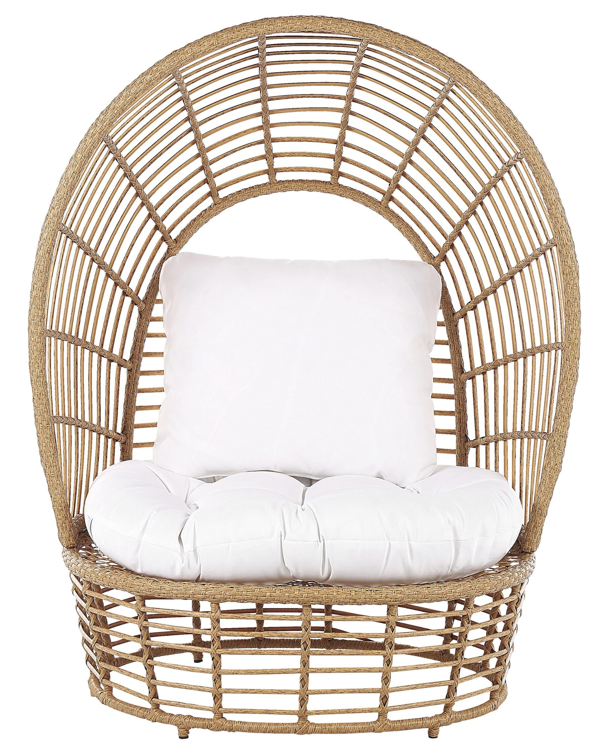 beliani-lido-korbsessel-rattan-beige-mit-kissen image 1
