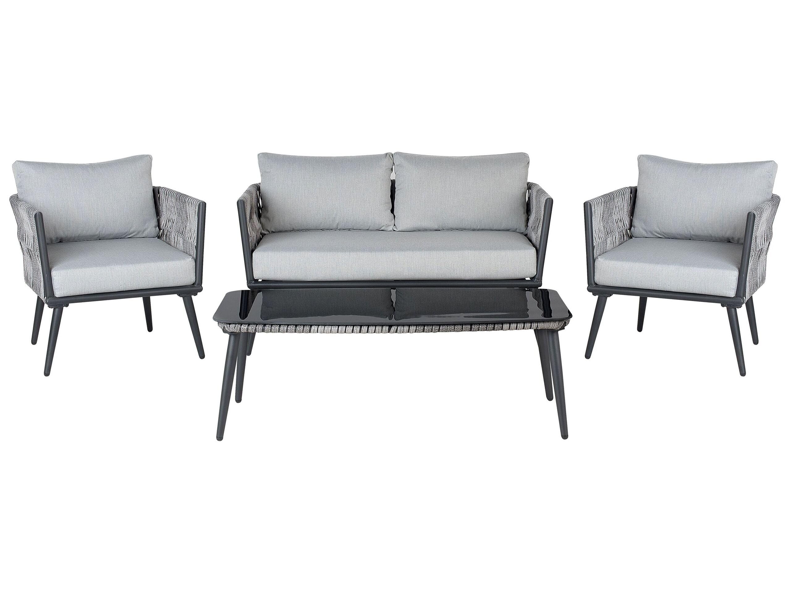 beliani-preveza-garten-set-rattan-grau-schwarz-4-sitzer image 1