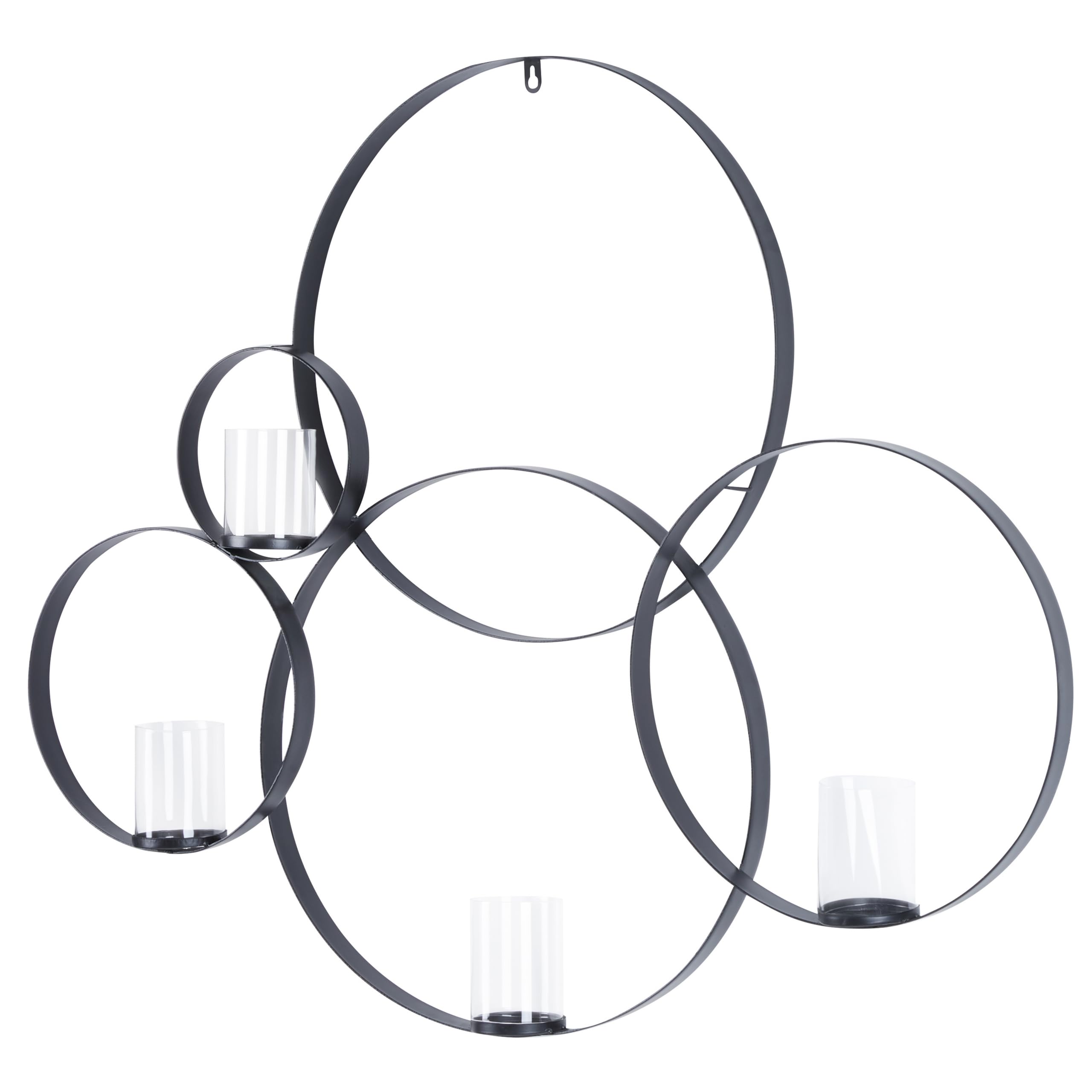 beliani-buru-wandkerzenhalter-schwarz-4-flammig-metall-glas image 4