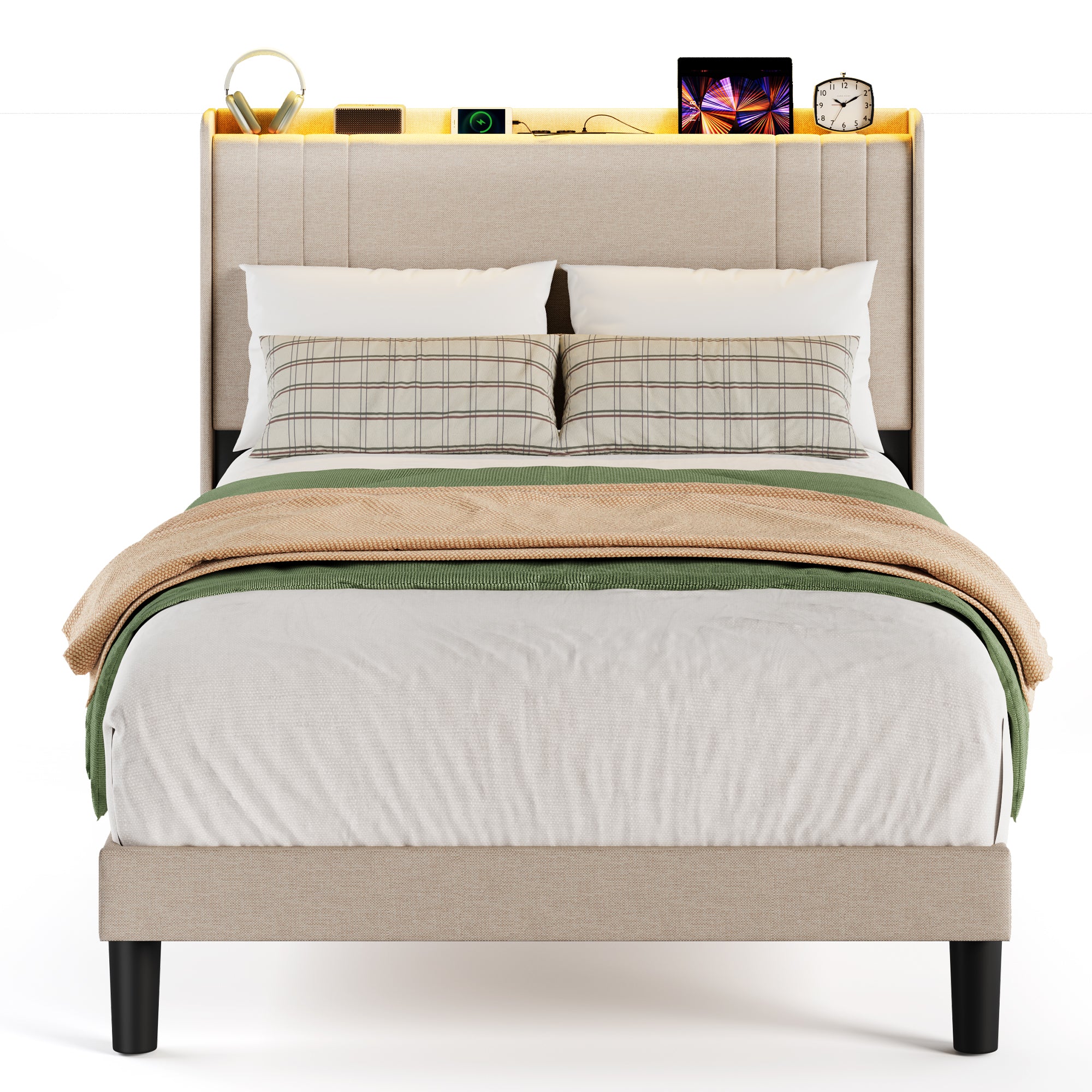 bealife-bf28-einzelbett-120x200-beige-mit-led-und-ladestation image 1
