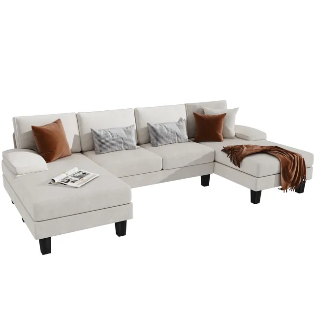 homall-sofa-u-form-ecksofa-grau-4-sitzer-mit-schlaffunktion image 1