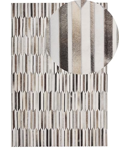 beliani-kulalar-leder-teppich-140x200-cm-beige-braun-patchwork image 6