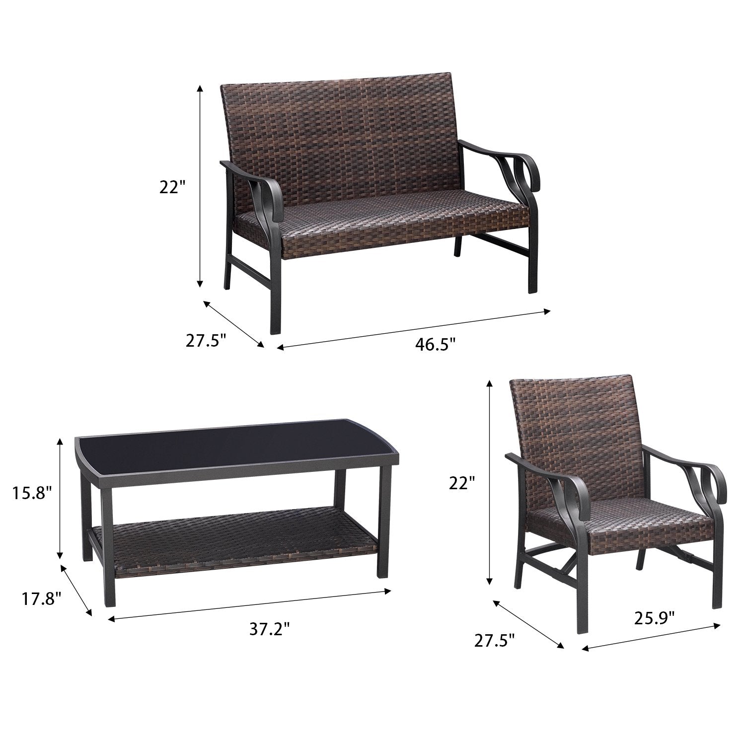 homall-patio-furniture-lounge-set-4-teilig-rattan-mit-glastisch image 7