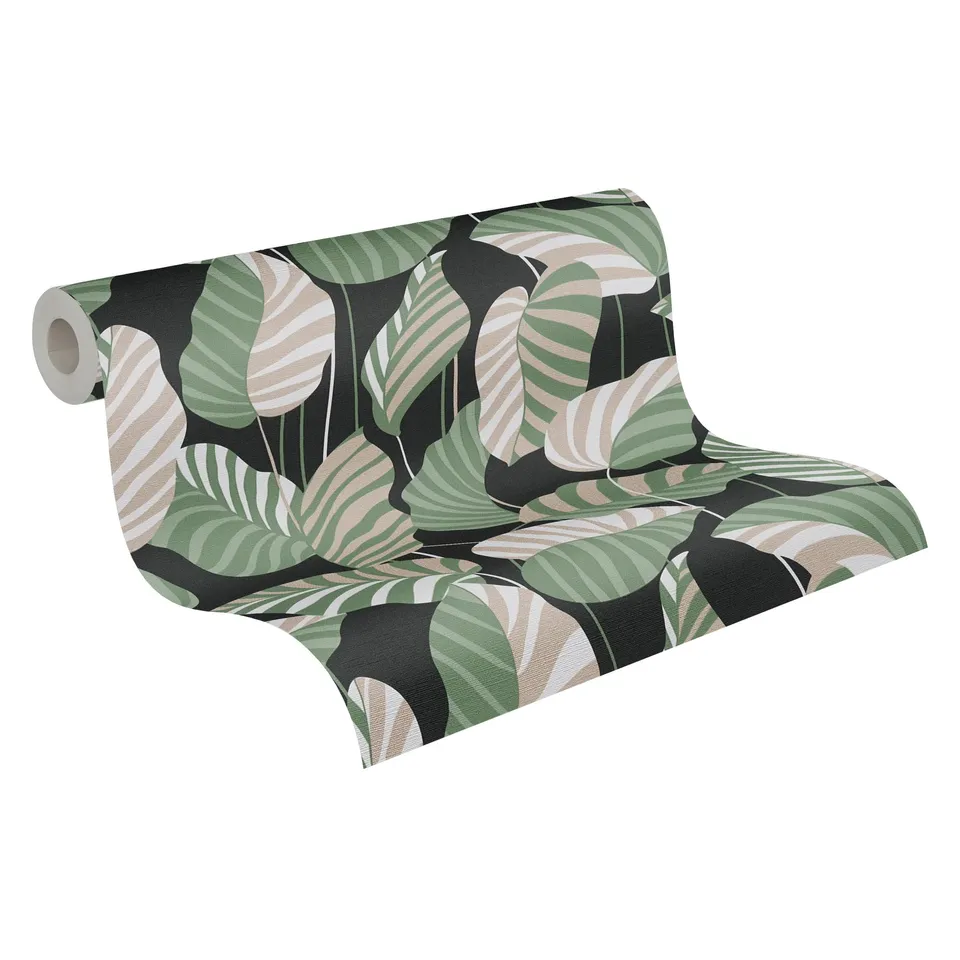 a-s-cr-ation-antigua-390942-vliestapete-schwarz-gold-floral image 1